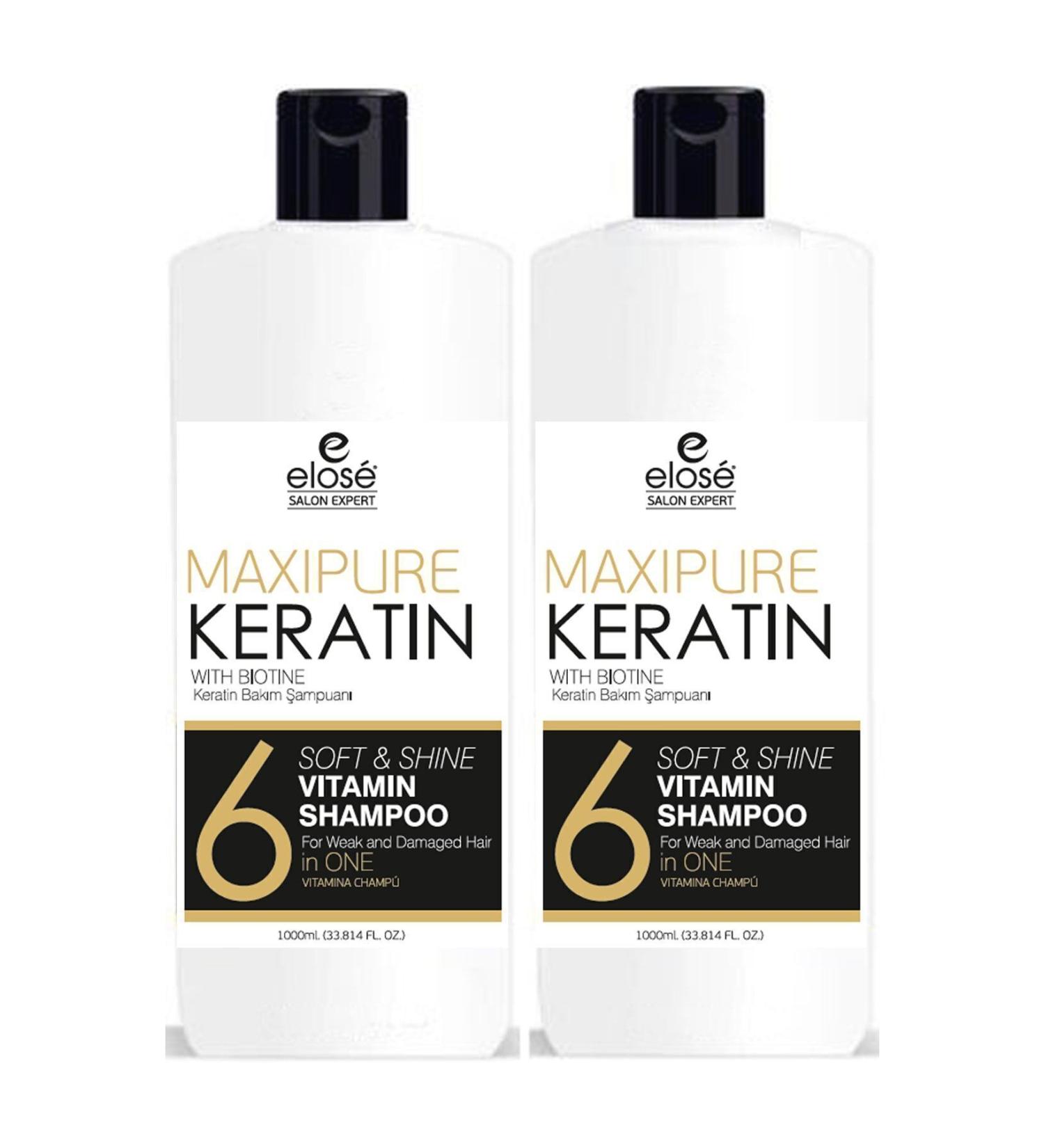 Elose Keratin Hair Care Shampoo 1000 Ml - 2 Pieces - Buy Online on GoSupps.com