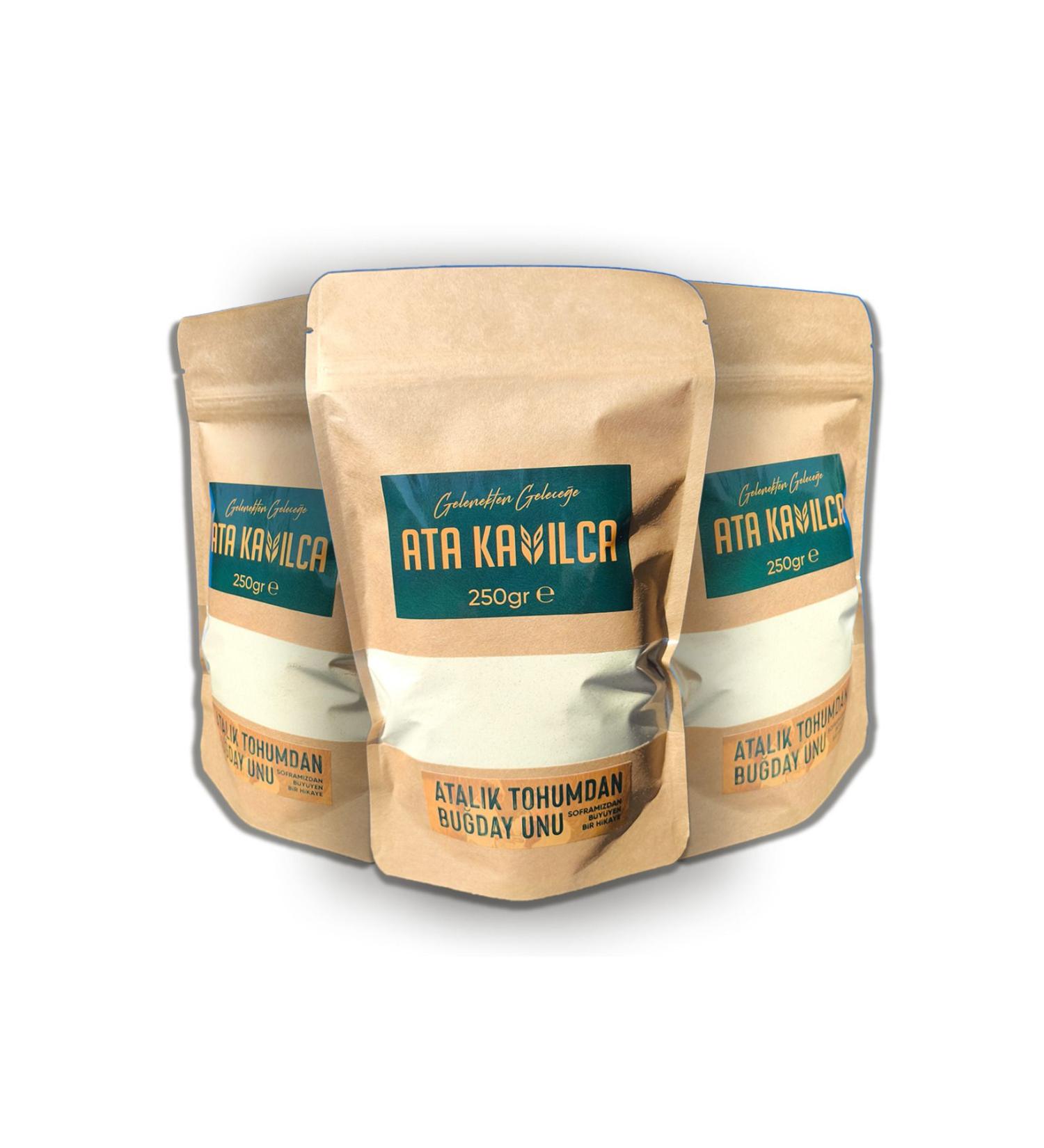ATA KAVILCA Organic Wheat Flour from Heirloom Seeds - Bran-Free - 3-Pack (3x250gr) - Buy Online on GoSupps.com