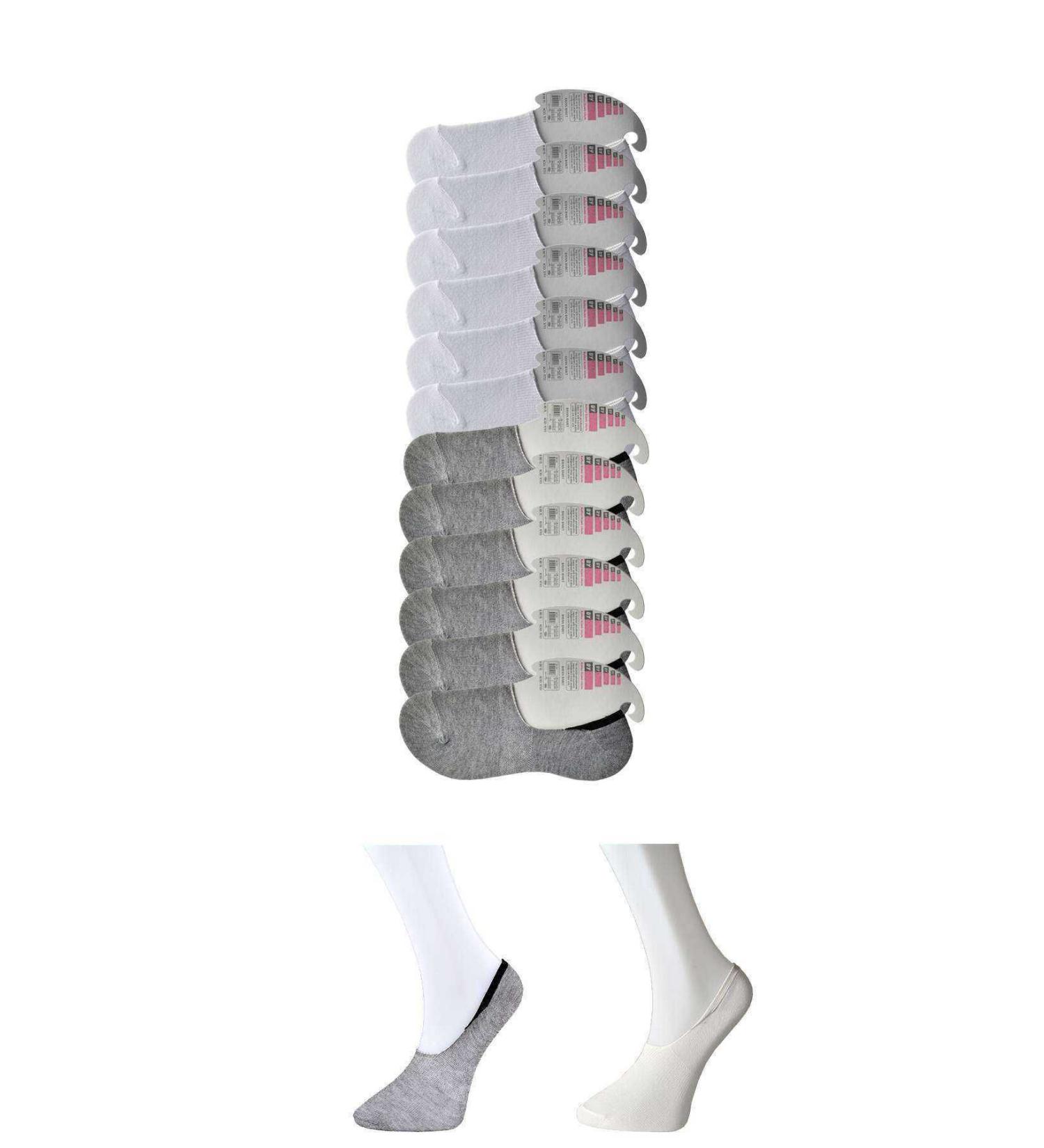 Skygo Grey and White Women's Ballerina Socks 12 pairs