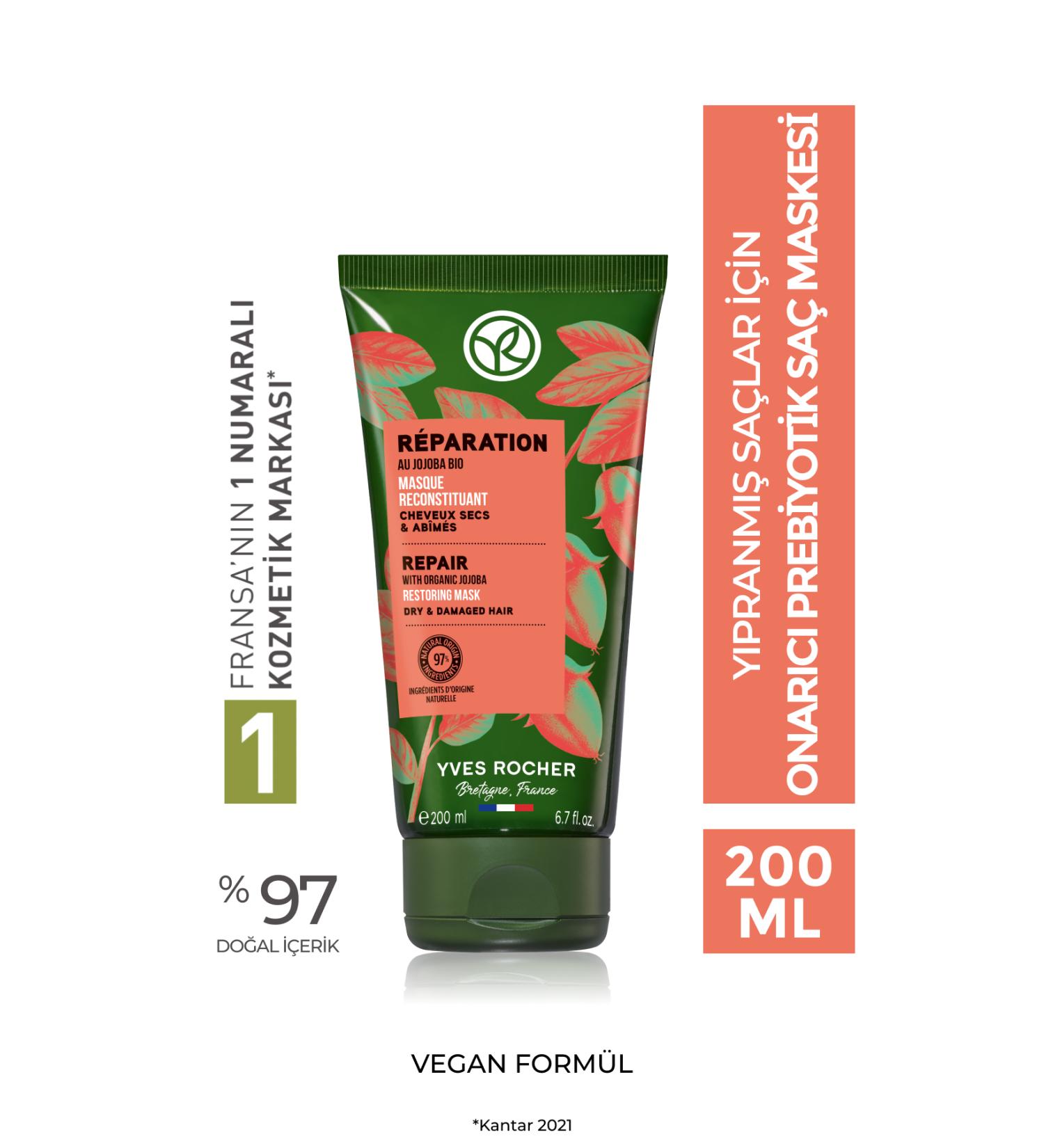 Yves Rocher Repairing Prebiotic Hair Mask for Damaged Hair (reparation) - Vegan-200 Ml - Buy Online on GoSupps.com