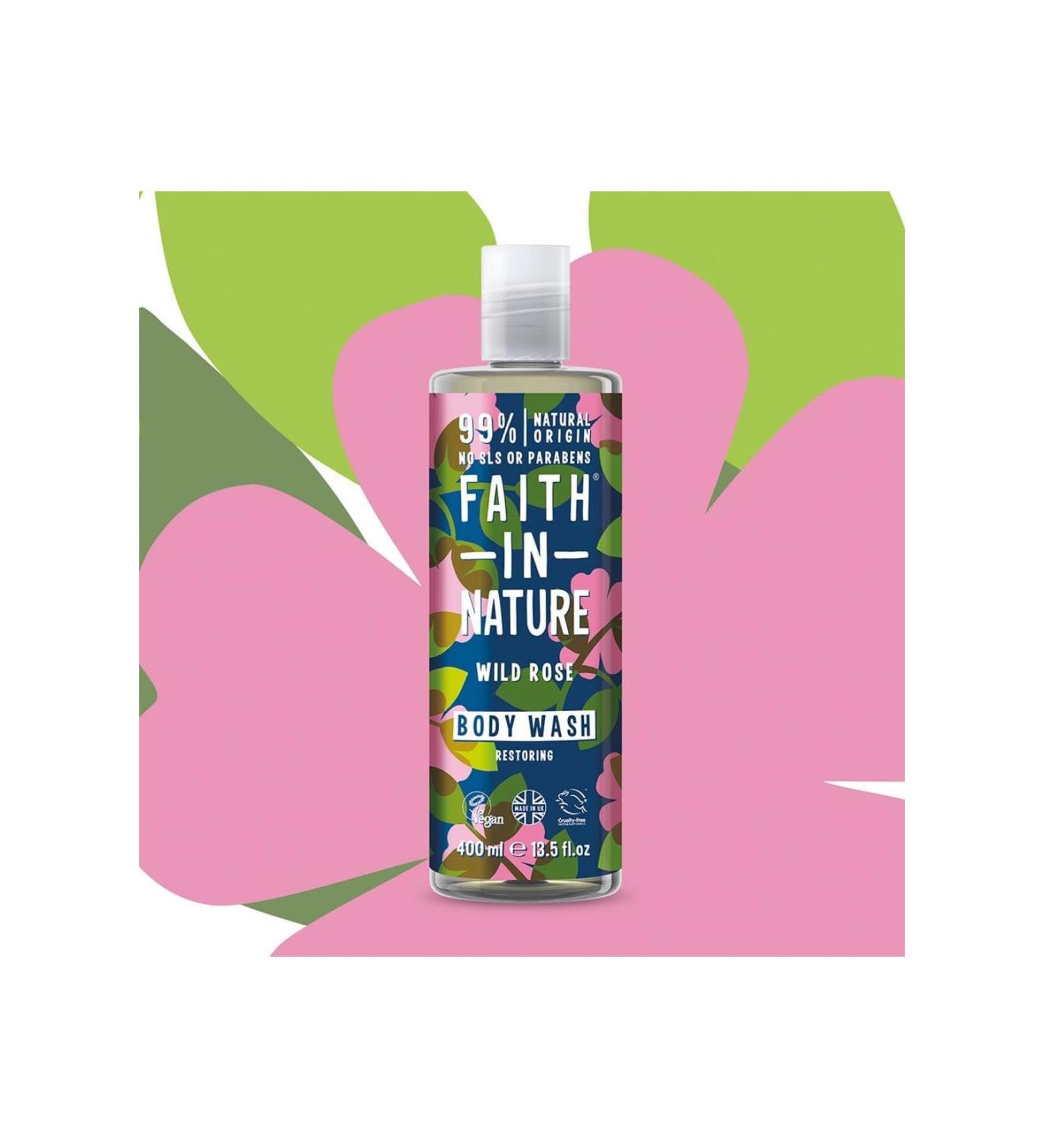 Faith In Nature Natural Relaxing Shower Gel Wild Rose 400 ml - Buy Online on GoSupps.com
