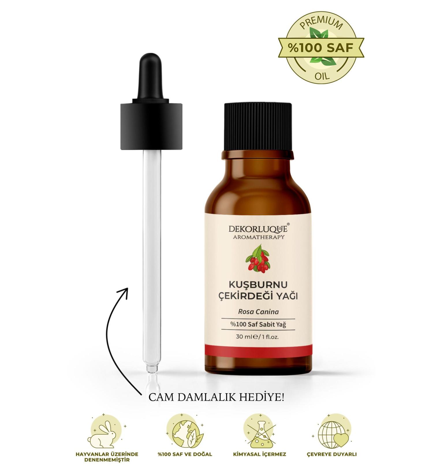 DEKORLUQUE Rosehip Seed Oil 0 Pure & Natural Cold Pressed Fixed Oil Skin Care Oil 30 ml