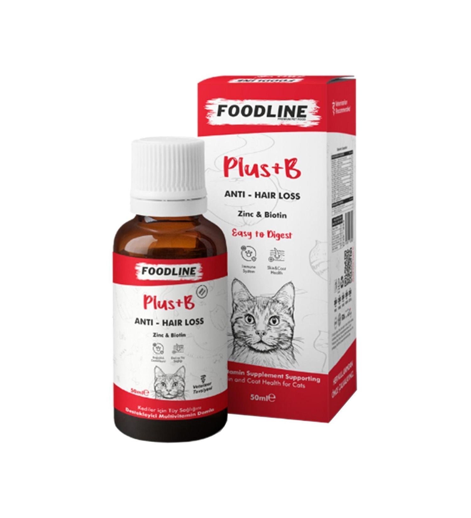 Foodline Plus +B Drops for Cats 50ml | Multivitamin with Biotin to Support Hair Health - Buy Online on GoSupps.com