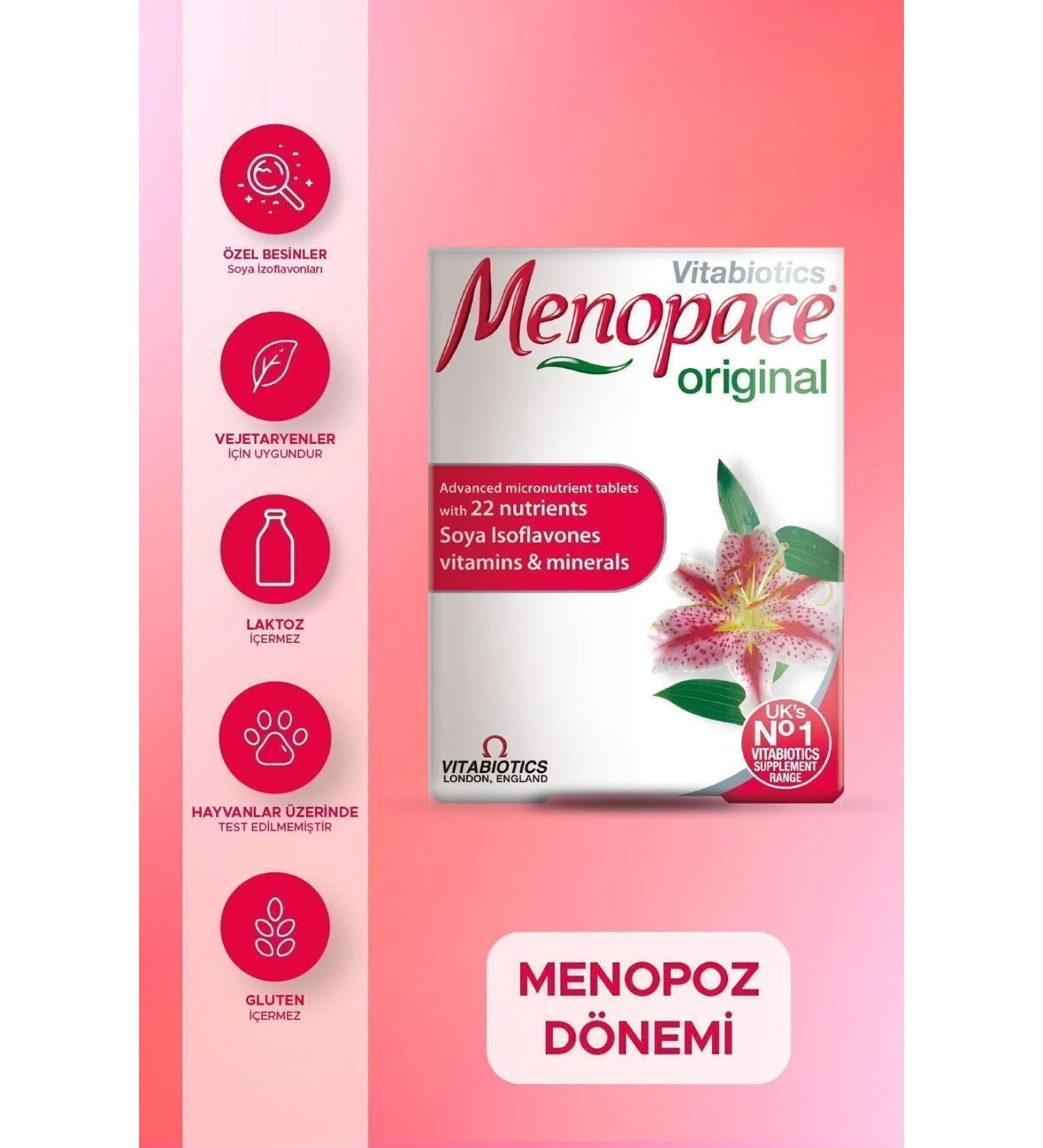 Vitabiotics Menopace Menopause Support Vitamin Containing Soy Isoflavones Magnesium Selenium 30 Tablets