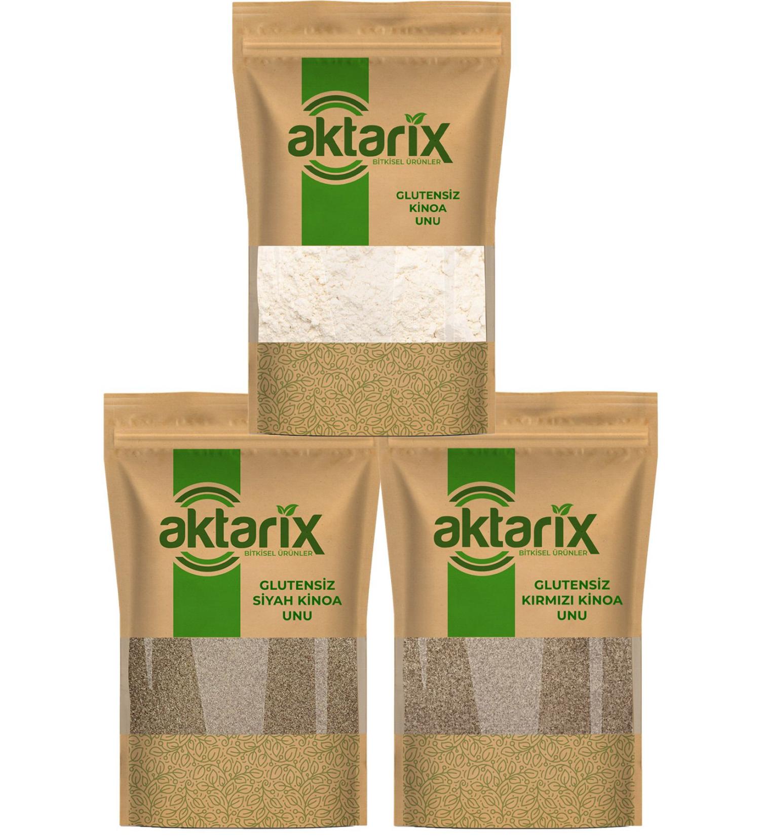 Aktarix 750 Gr Gluten Free Quinoa Flour Set 250 Gr White 250 Gr Red 250 Gr Black