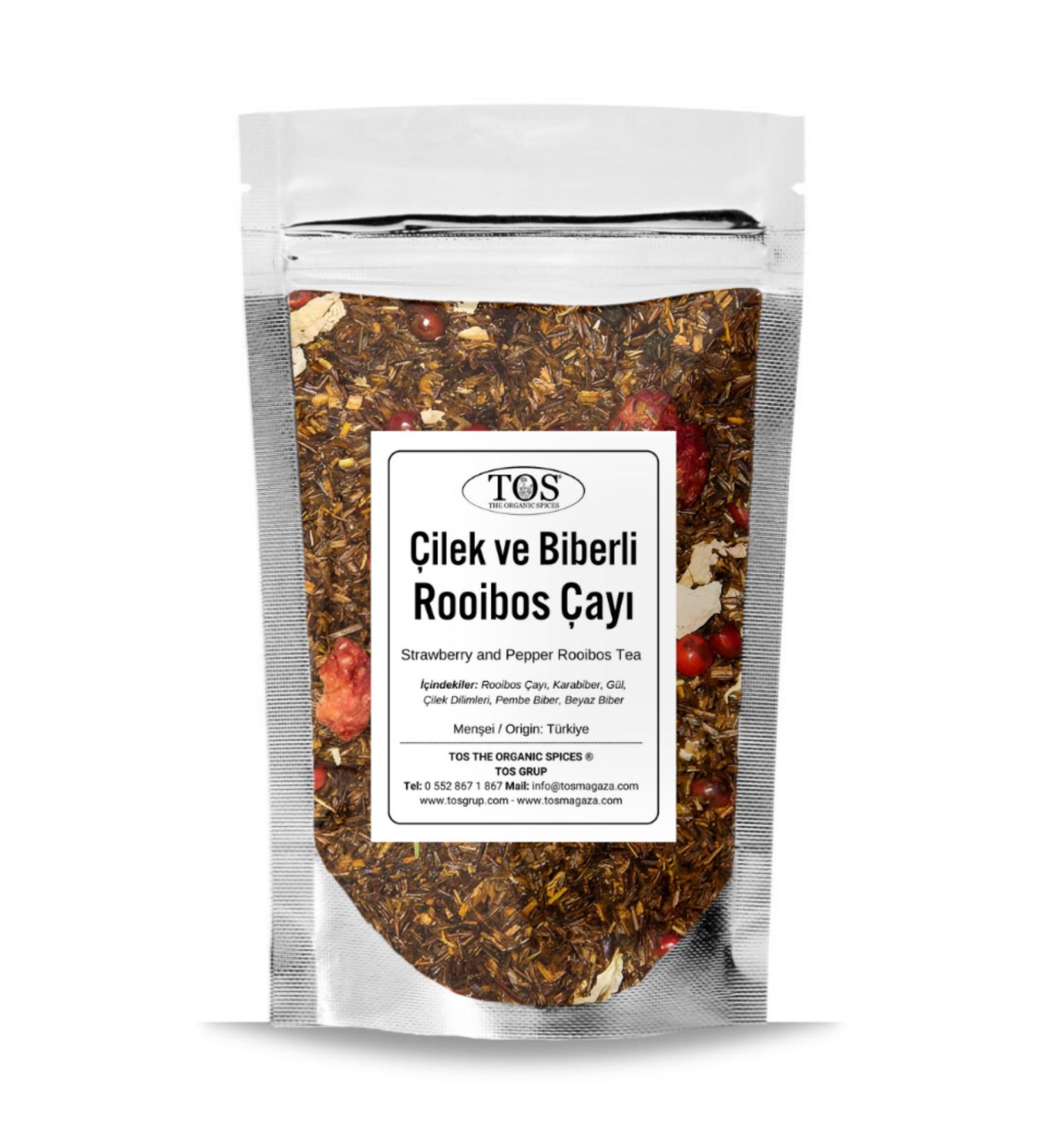 TOS The Organic Spices Strawberry and Pepper Rooibos Tea 250 gr (1st Quality)
