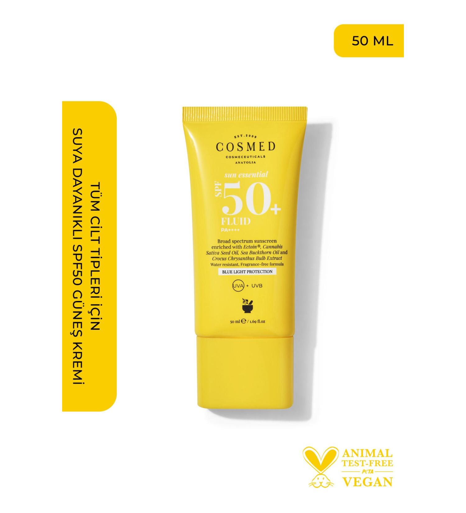 COSMED Sun Essential Fluid SPF 50 Face Sun Cream for All Skin Types New Generation Filters 50 ml - Buy Online on GoSupps.com