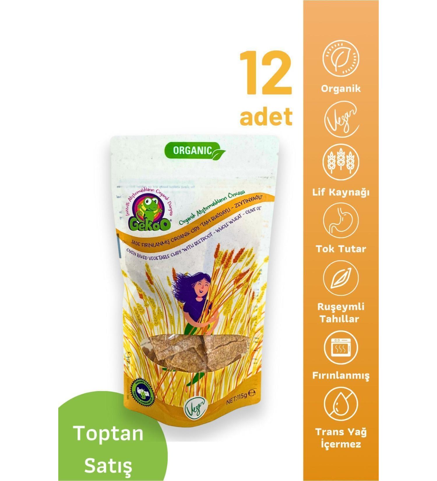 Gekoo Organic Chips | Baked - Whole Wheat - Olive Oil - 115g - 12 Pieces