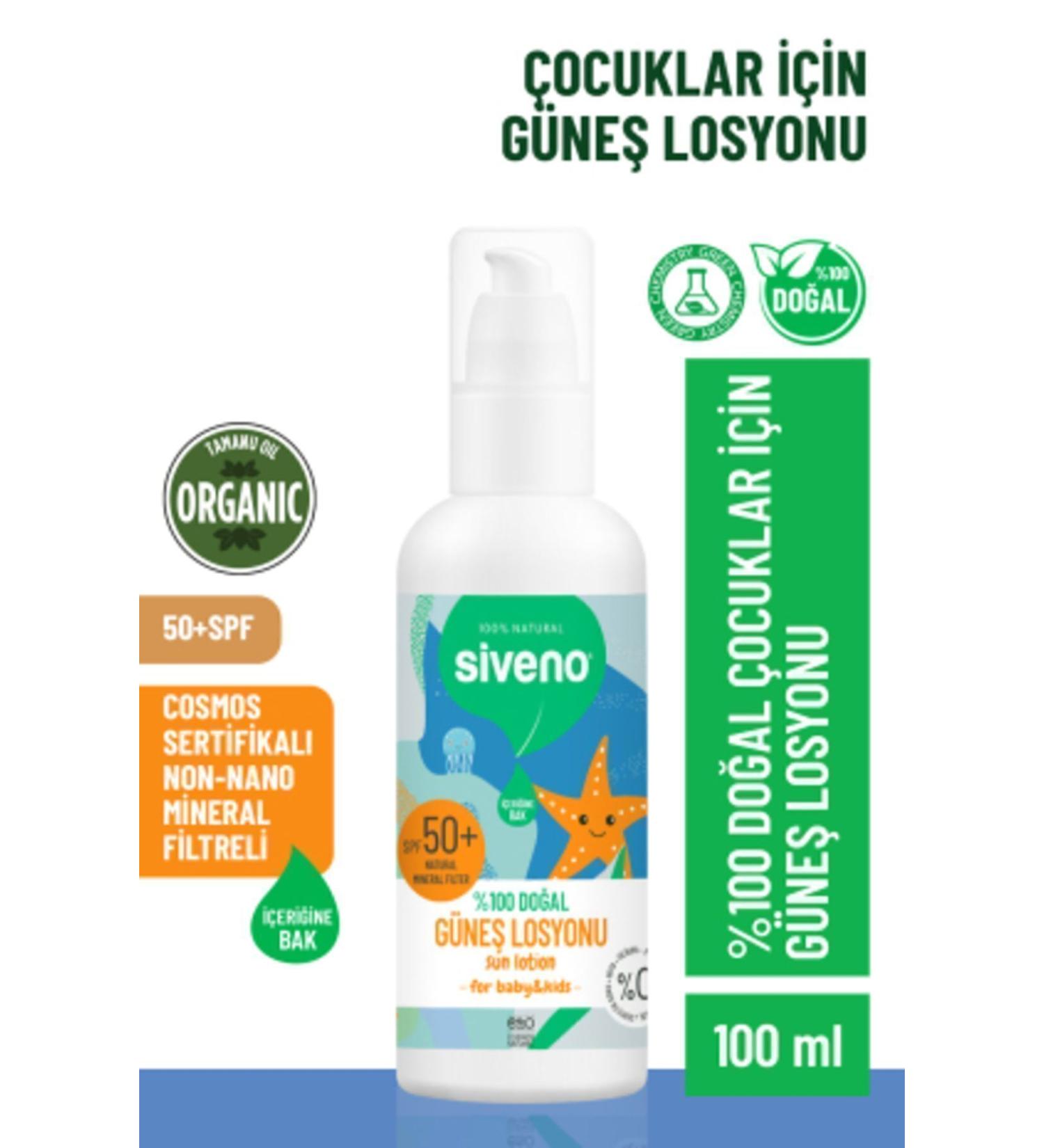 Siveno 0 Natural Children's Sun Lotion - Anti-Stain Antioxidant Moisturizing Herbal Vegan Uva Uvb 50spf - Buy Online on GoSupps.com