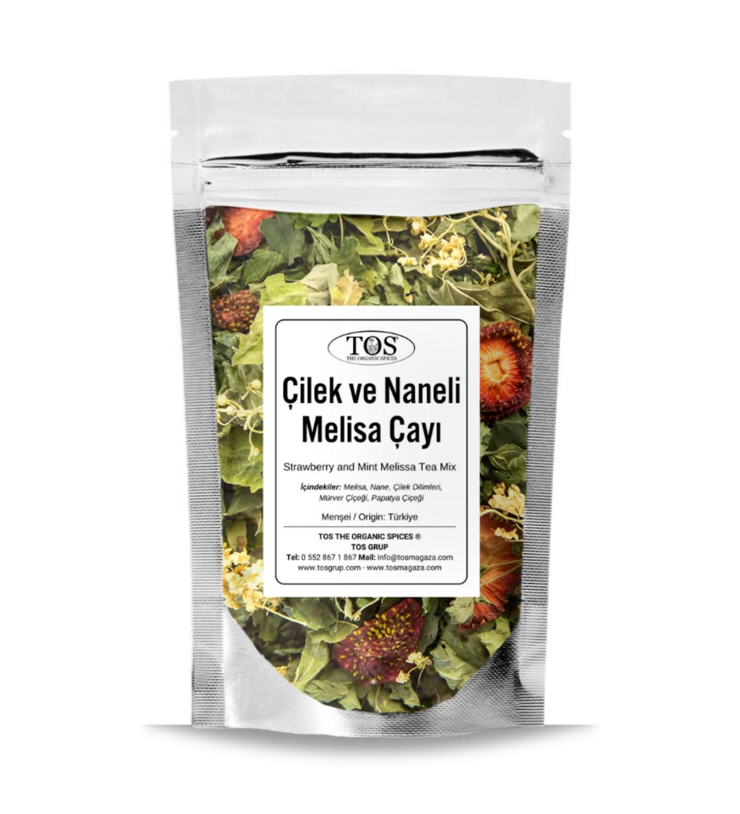 TOS The Organic Spices Strawberry and Mint Lemon Balm Tea Blend 100 gr (1st Quality)