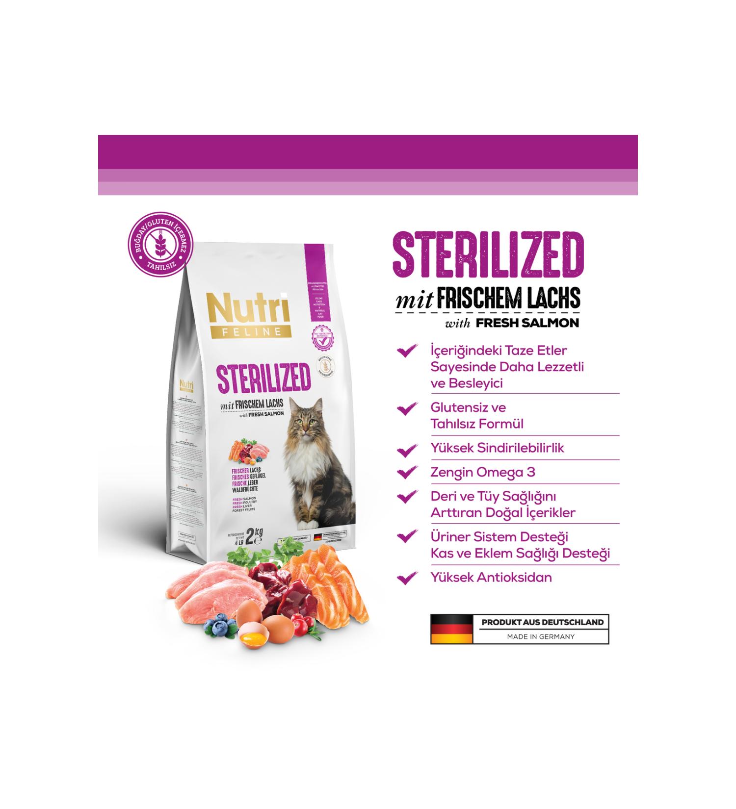 Nutri Feline Salmon Grain-Free Sterilized Cat Food 2kg - Buy Online on GoSupps.com