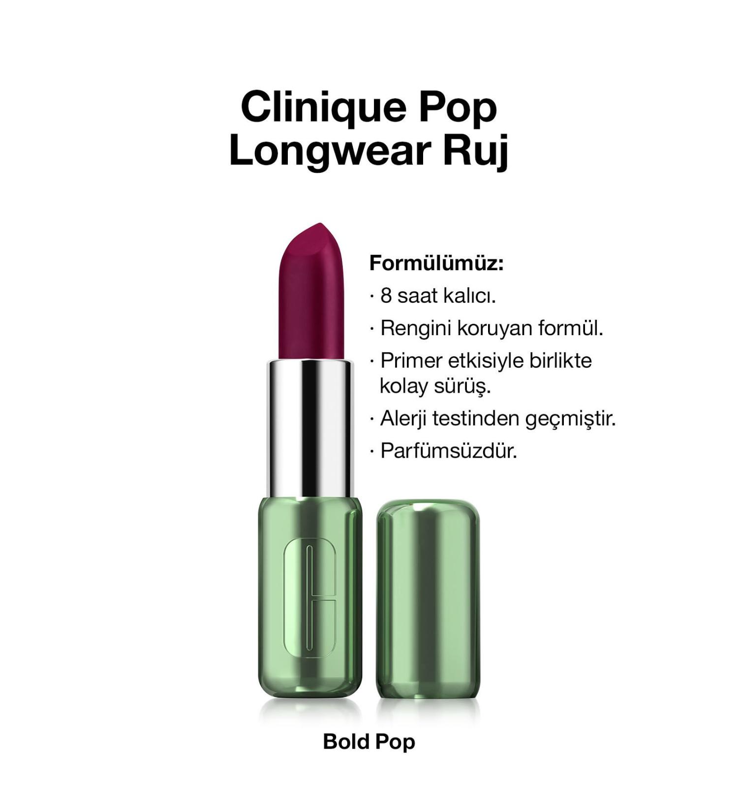 Clinique Pop Longwear Lipstick - Color: Bold Pop - Matte Finish - Buy Online on GoSupps.com