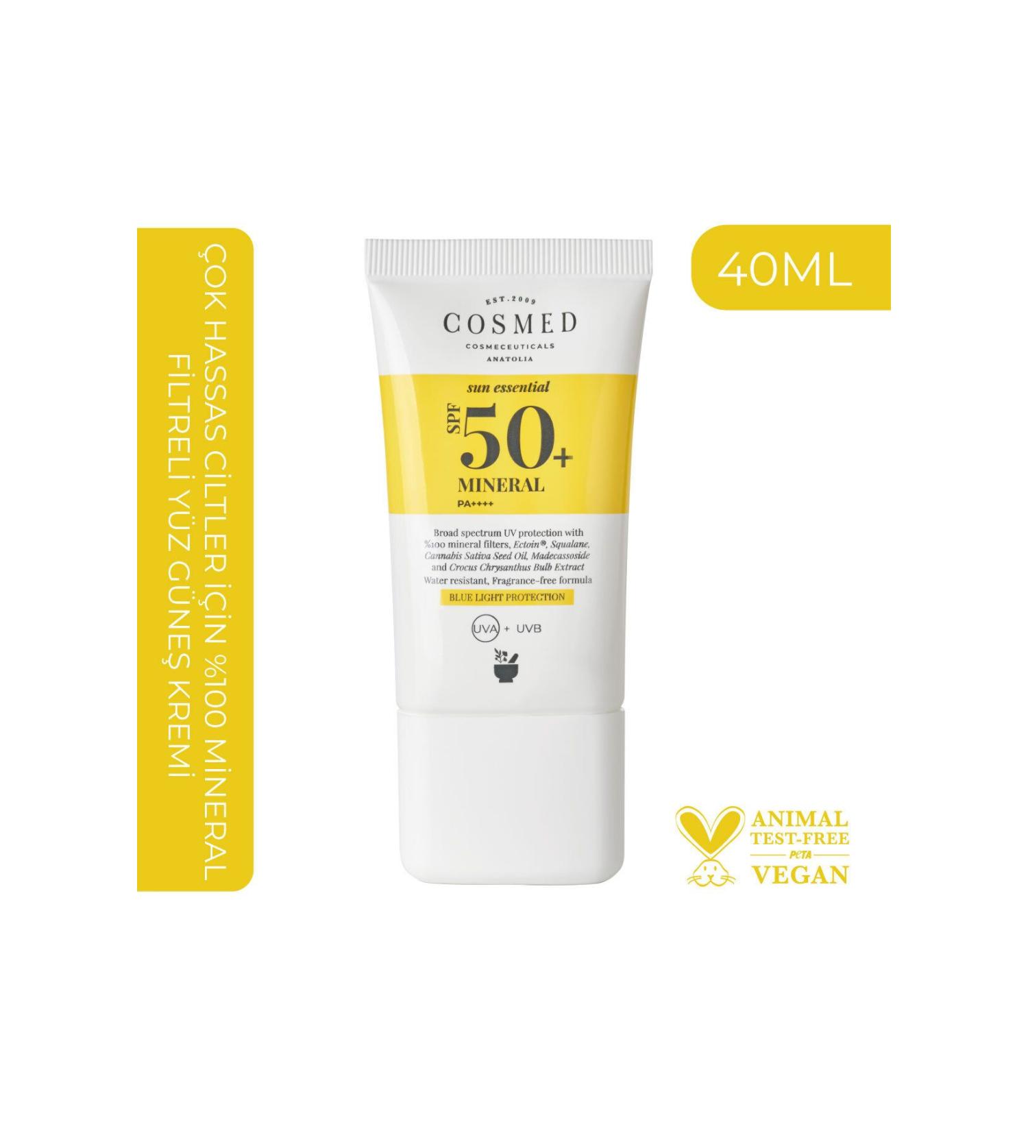 COSMED Sun Essential Mineral Spf50 Face Sun Cream with 0 Mineral Filter for Very Sensitive Skin 50 ml