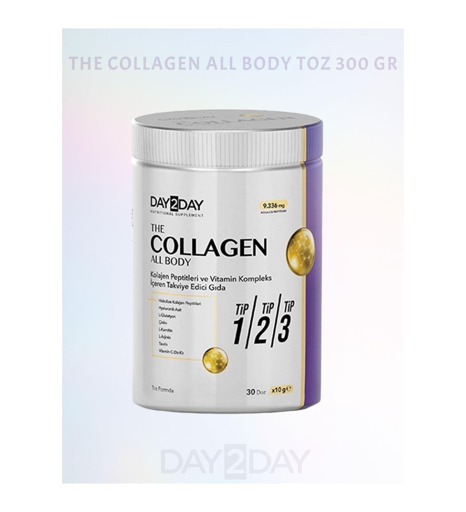 DAY2DAY The Collagen All Body Powder 300 gr Collagen Peptides Vitamin Mineral Complex Powder Collagen TYPE 1-2-3