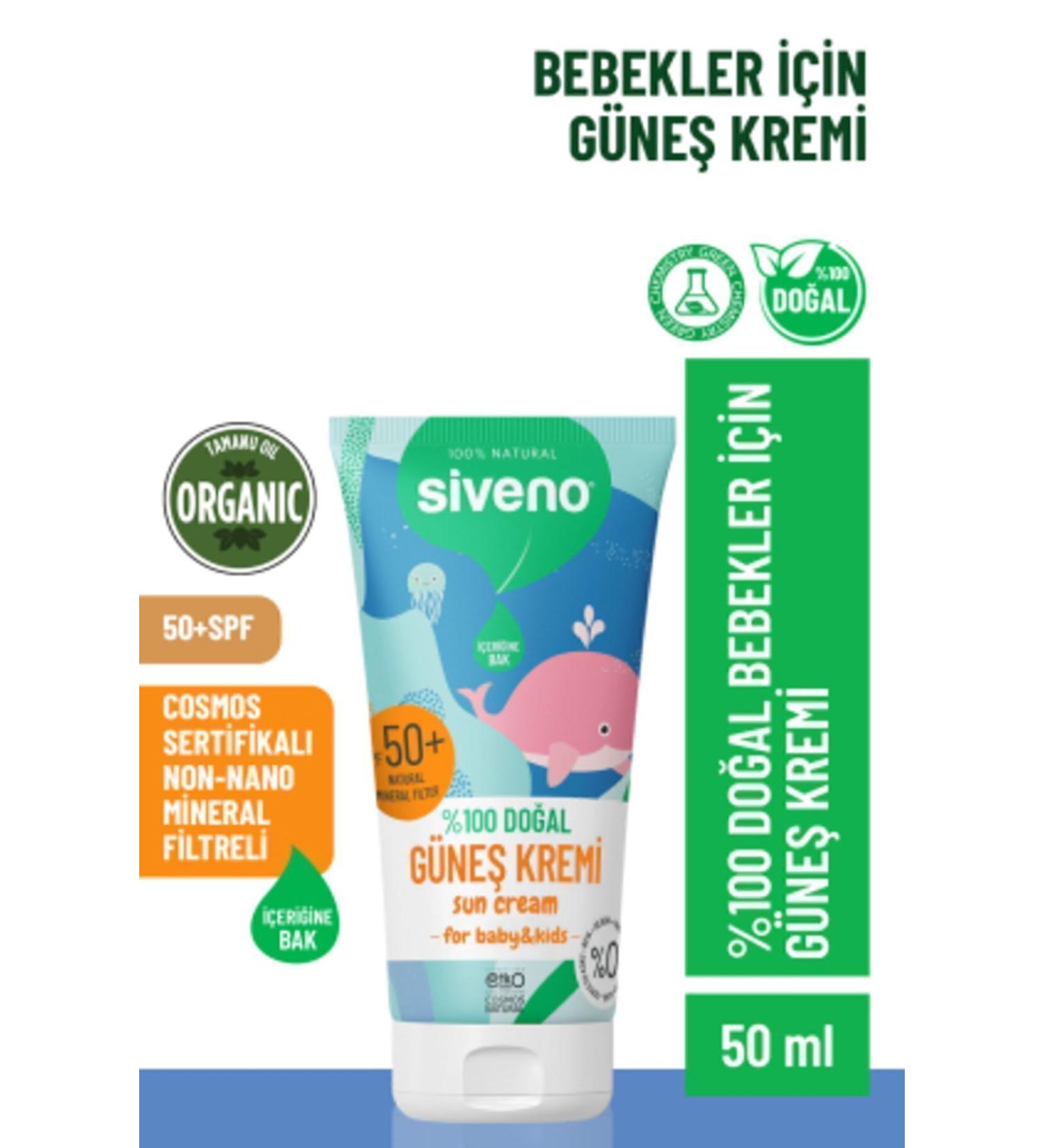 Siveno 0 Natural Baby Sun Cream Anti-Stain Antioxidant Moisturizing Herbal Uva Uvb Spf50 50 ml - Buy Online on GoSupps.com