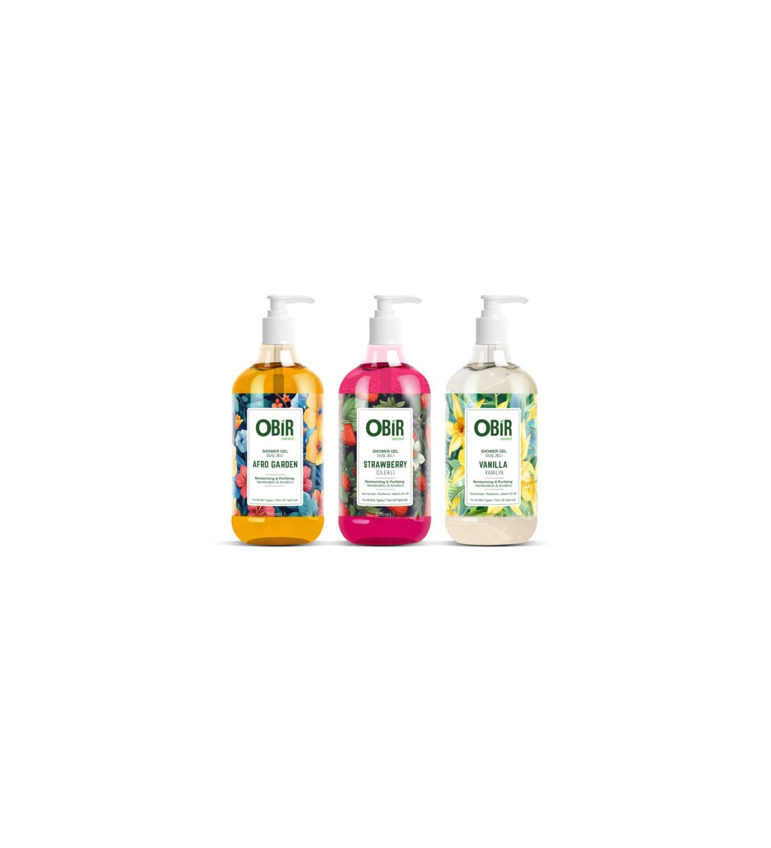 OB R NATUREL Obir Naturel 3-Piece Shower Gel Set - Strawberry Vanilla and Afro Garden (3x500 ML) - Buy Online on GoSupps.com