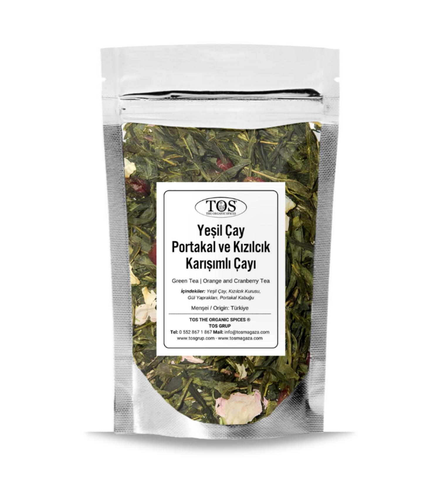 TOS The Organic Spices Green Tea | Orange and Cranberry Tea 250 gr (1st Quality) Green Tea | Orange and Cranberry Tea