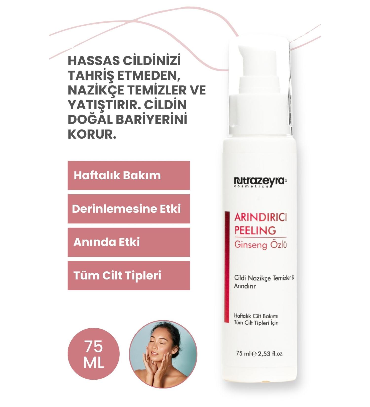 Nutrazeyra Cosmetics Ginseng Extract Purifying Peeling Instant Effect Skin Tone Balancer Brightening Effect 75 ml