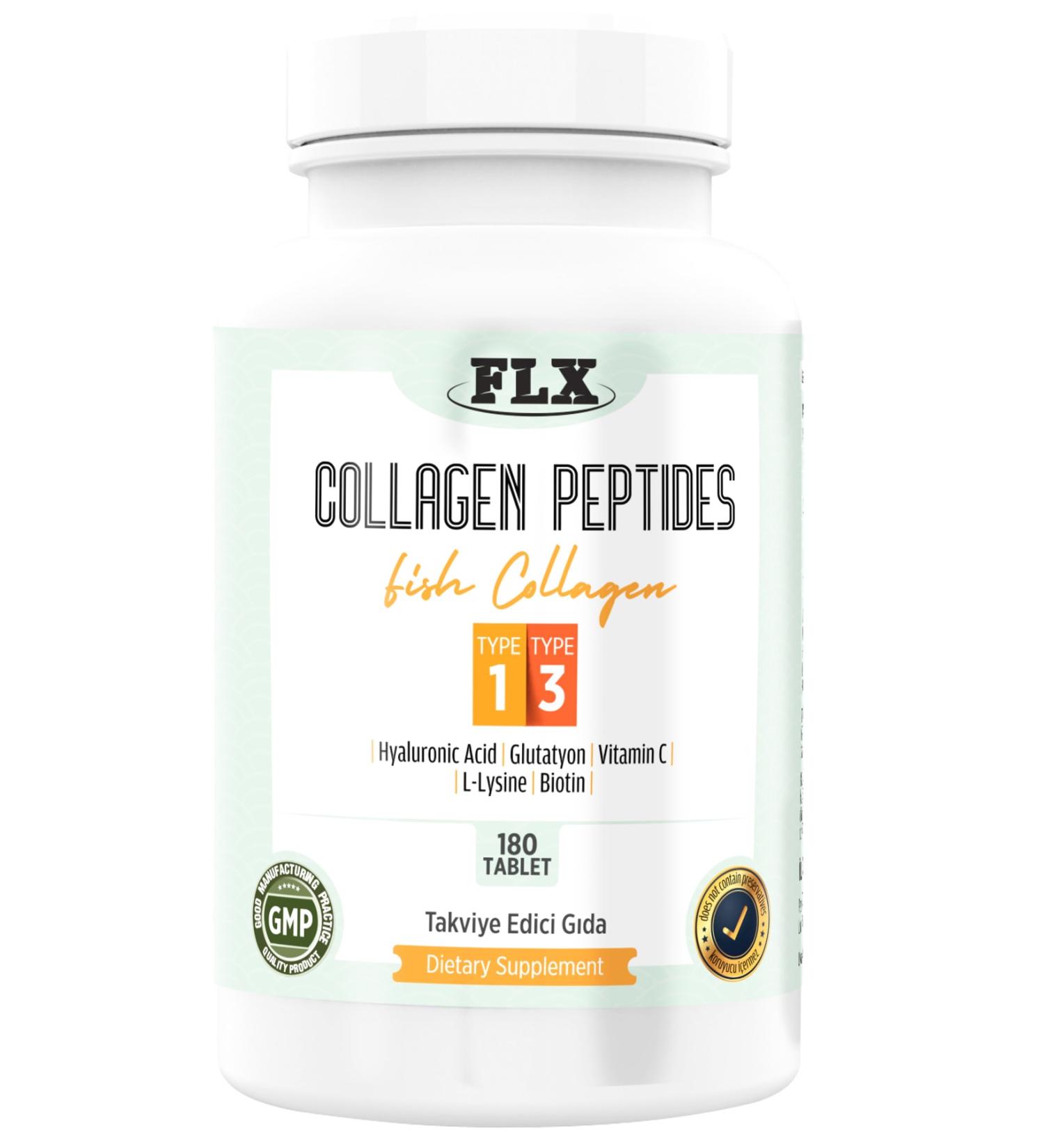FLX Collagen Peptides Type 1-3 Fish Collagen 180 Tablets