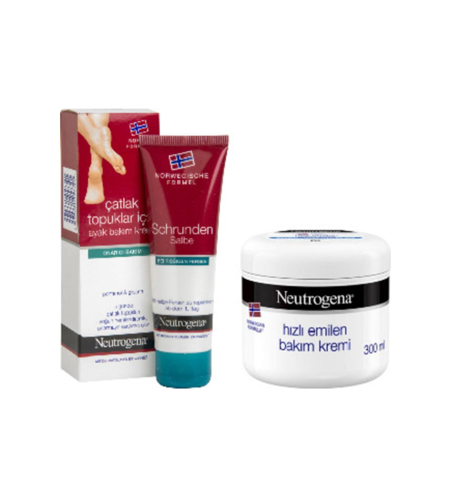 Neutrogena Cracked Heel Foot Care Cream 50 Ml and Fast Absorbing Care Cream 300 Ml