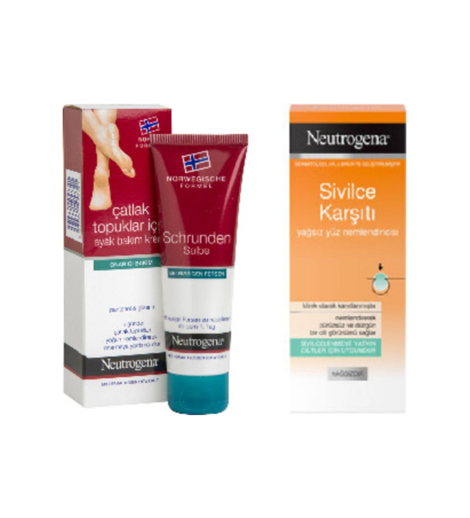Neutrogena Cracked Heel Foot Care Cream 50ml and Anti-Acne Oil-Free Face Moisturizer 50ml