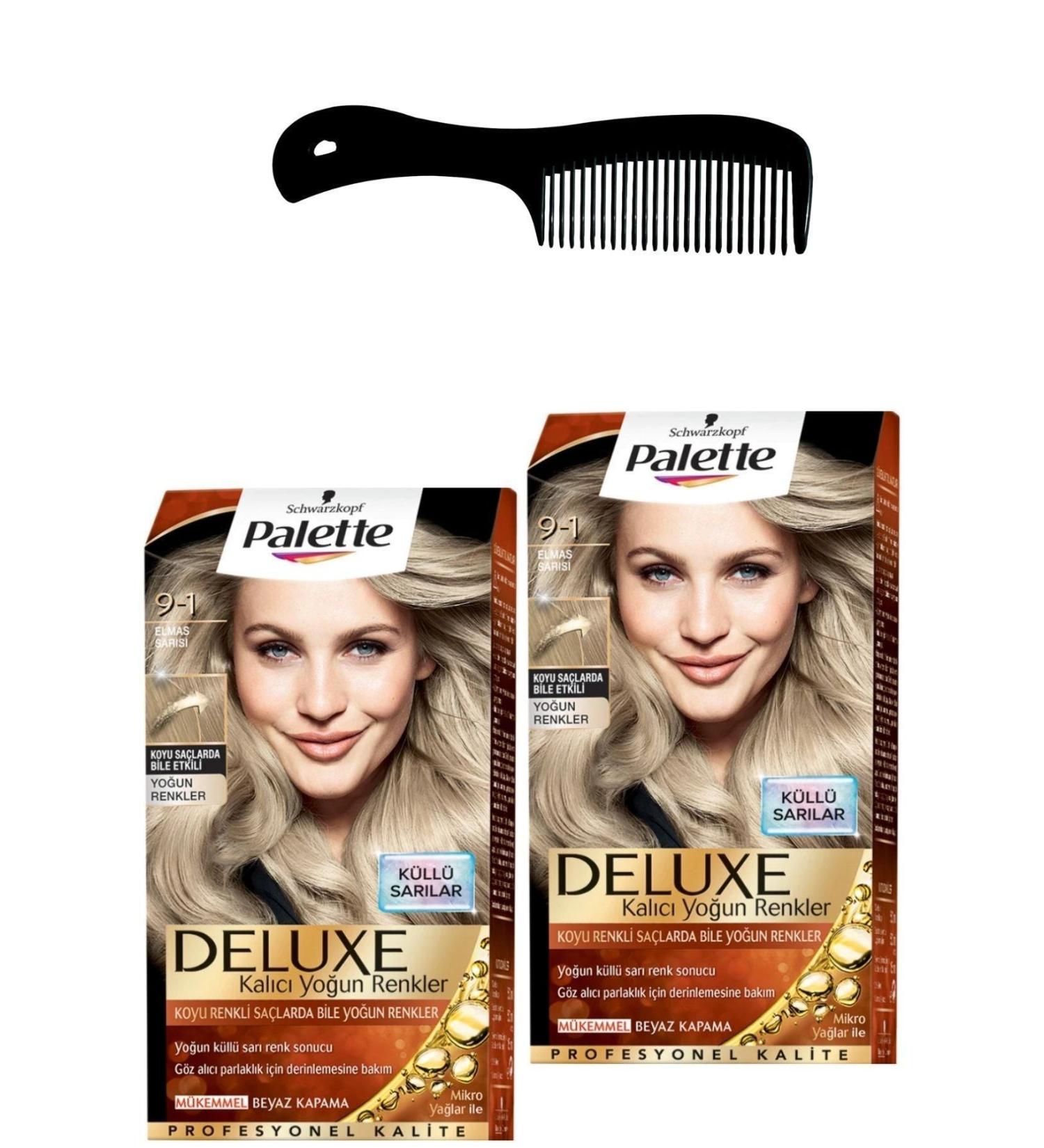 Palette Deluxe Hair Dye 9-1 Diamond Blonde X 2 Pieces + Hair Opening Comb