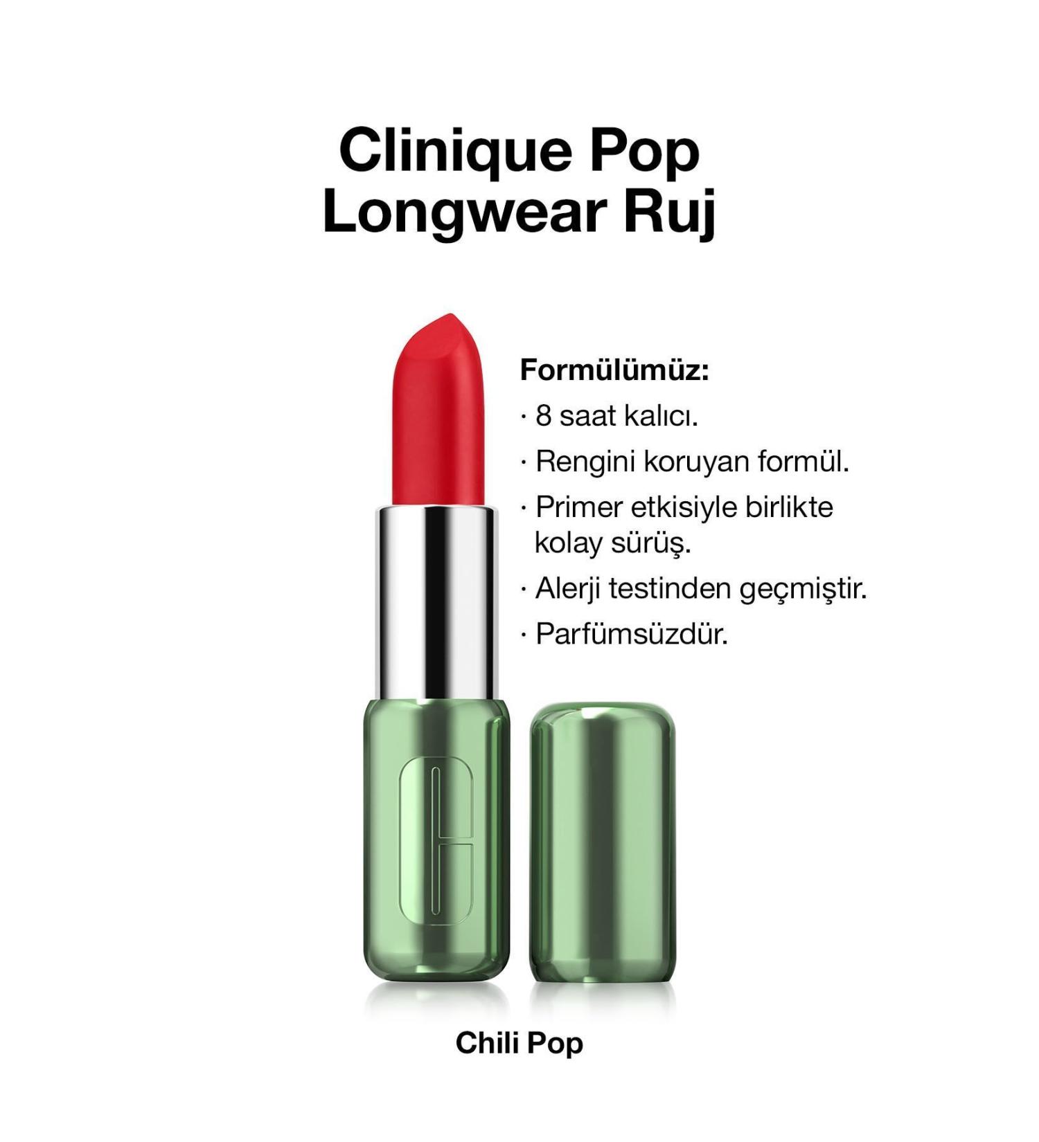 Clinique Pop Longwear Lipstick - Color: Chilli Pop - Matte Finish - Buy Online on GoSupps.com