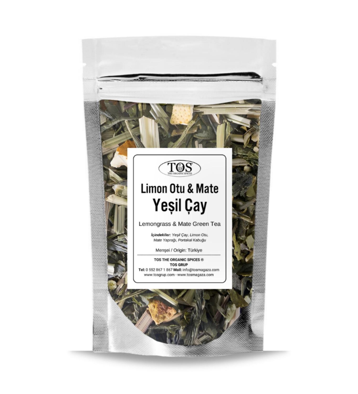 TOS The Organic Spices Lemongrass & Mate Green Tea 250 gr (1st Quality) Lemongrass & Mate Green Tea