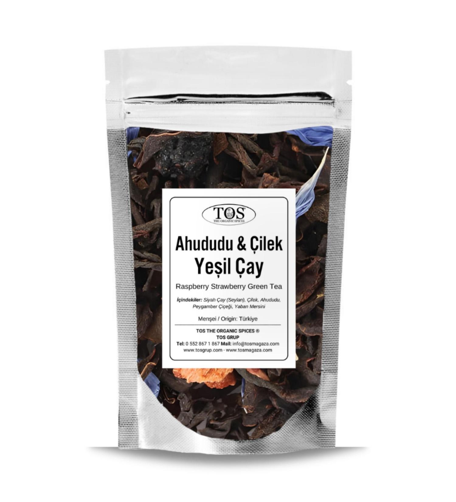 TOS The Organic Spices Raspberry Strawberry Green Tea 250 gr (1st Quality)