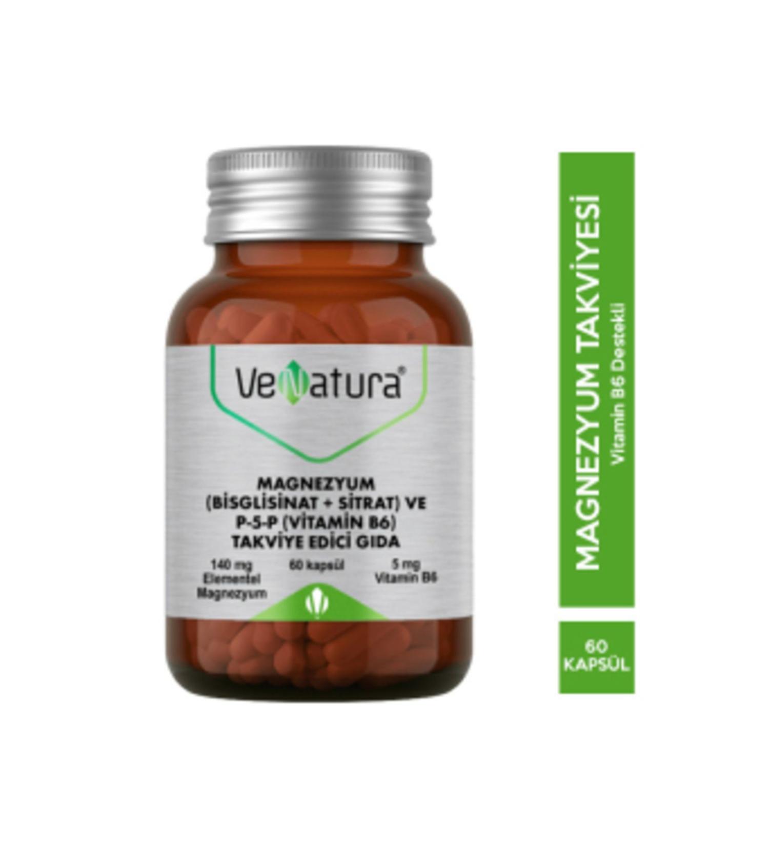 NOVAFACE STD Venatura Magnesium Bisglycinate Citrate P 5 P Vitamin B6 60 Capsules (SINGLE)