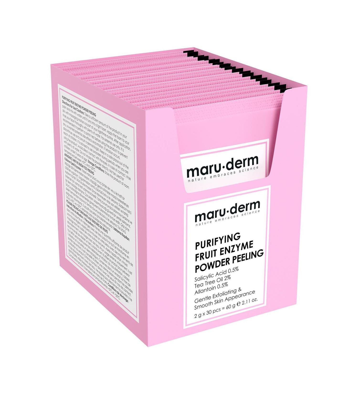 Maru.Derm Purifying Fruit Enzyme Powder Peeling 60 GR (Salicylic Acid 0.5% + Tea Tree Oil 2% + Allantoin 0.5%) - Buy Online on GoSupps.com