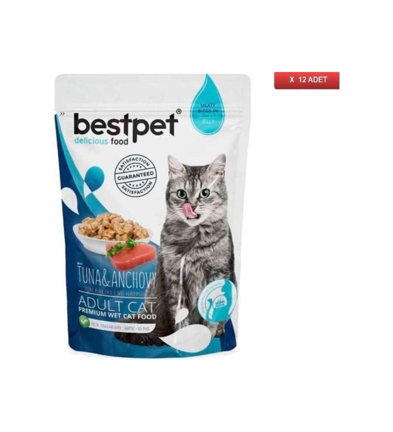 Bestpet Jelly Pouch Tuna and Anchovy Adult Cat Canned Food 85 gr X 12