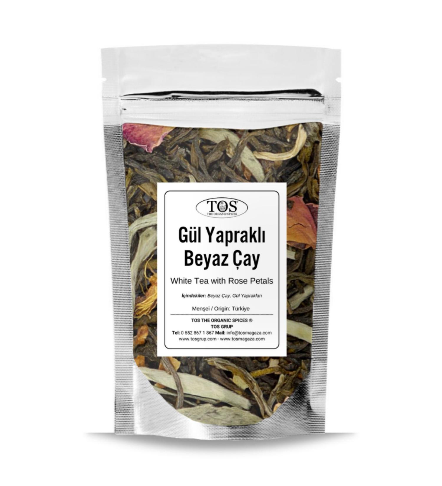 TOS The Organic Spices Rose Petal White Tea 250 gr (1st Quality) Rose Petal White Tea