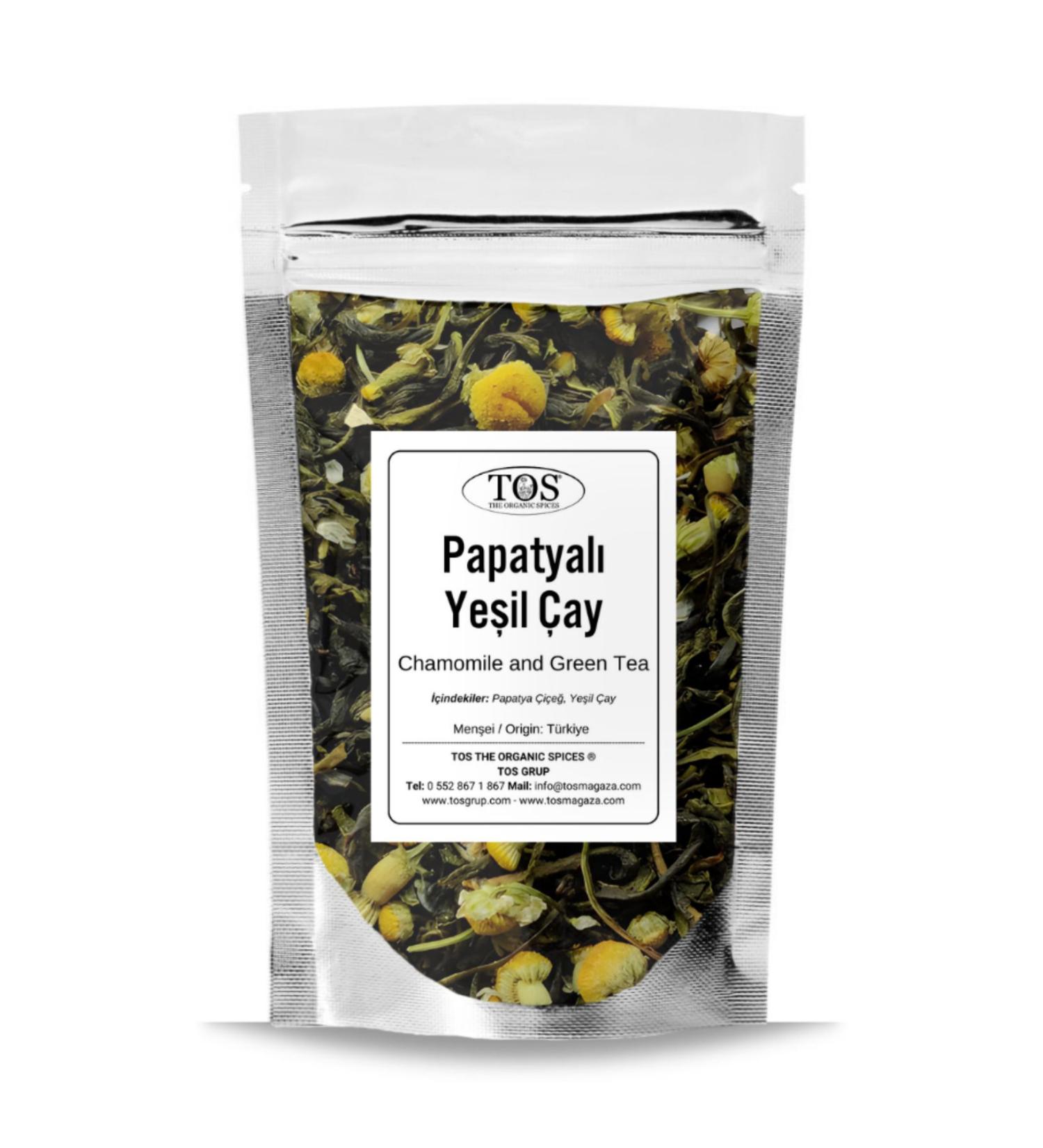 TOS The Organic Spices Chamomile and Green Tea 100 gr (1st Quality)