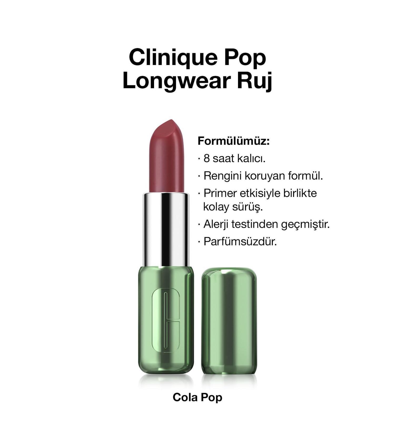 Clinique Pop Longwear Lipstick - Color: Cola Pop - Satin Finish - Buy Online on GoSupps.com