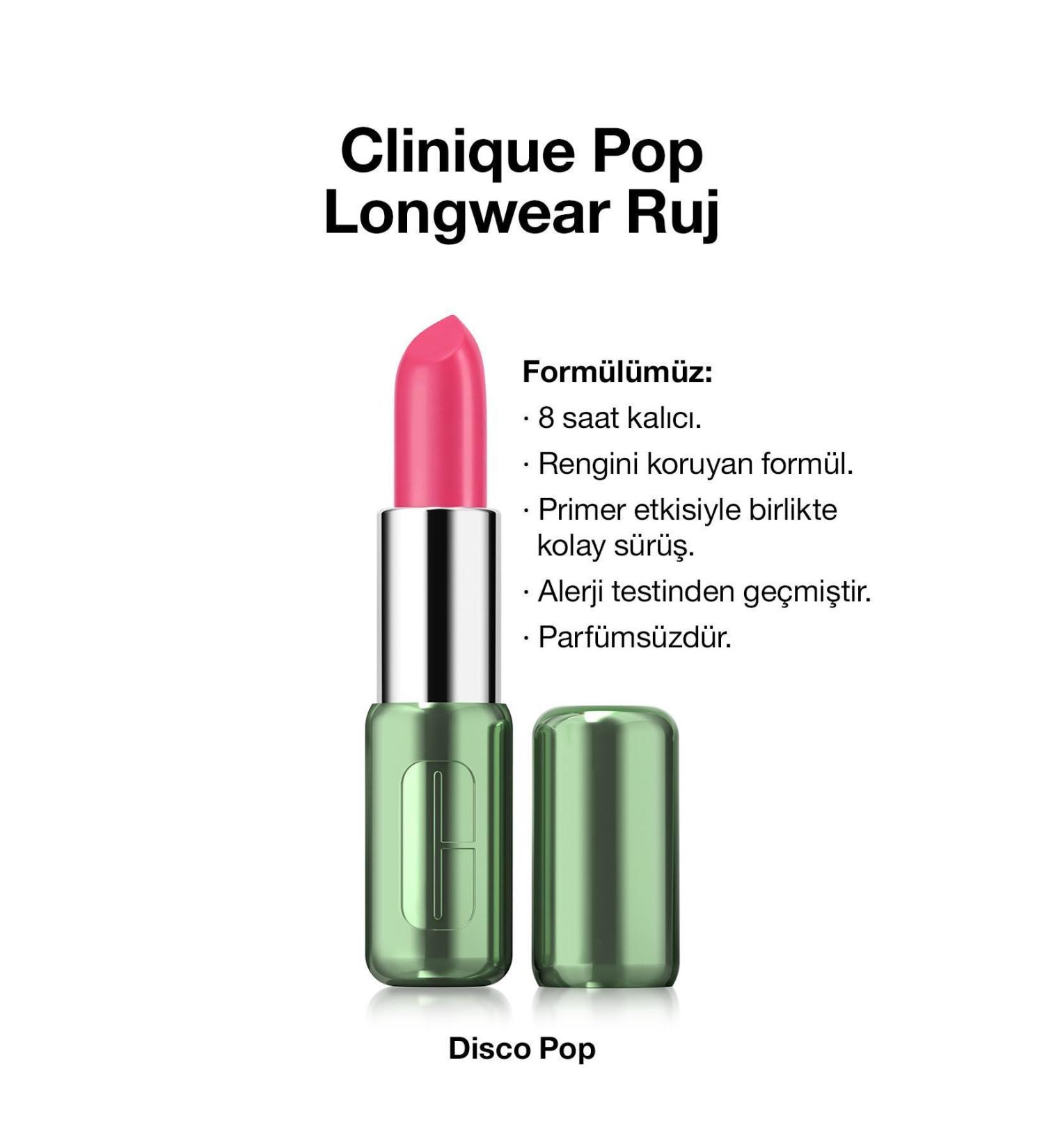 Clinique Pop Longwear Lipstick - Color: Disco Pop - Satin Finish - Buy Online on GoSupps.com