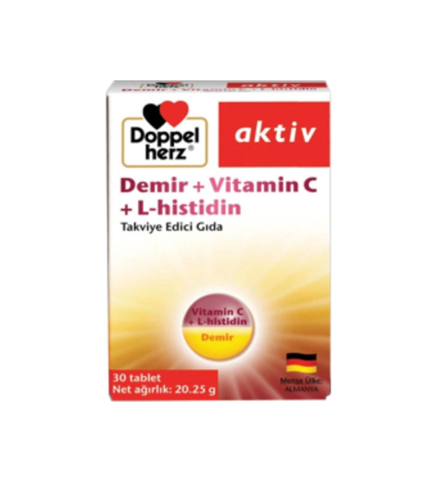 Doppelherz STD Doppelherz Active Iron Vitamin C L-Histidine 30 Tablets (SINGLE)