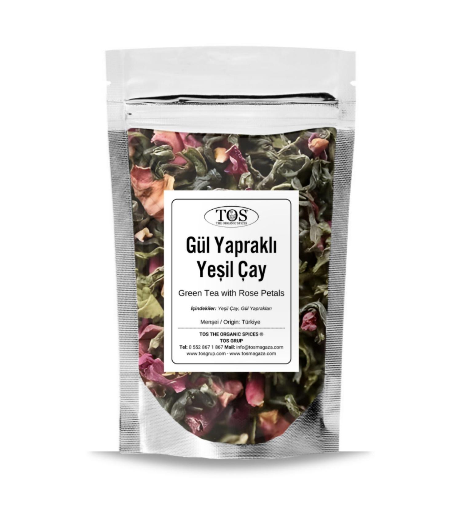 TOS The Organic Spices Rose Herbal Green Tea 250 gr (1st Quality) Rose Herbal Green Tea