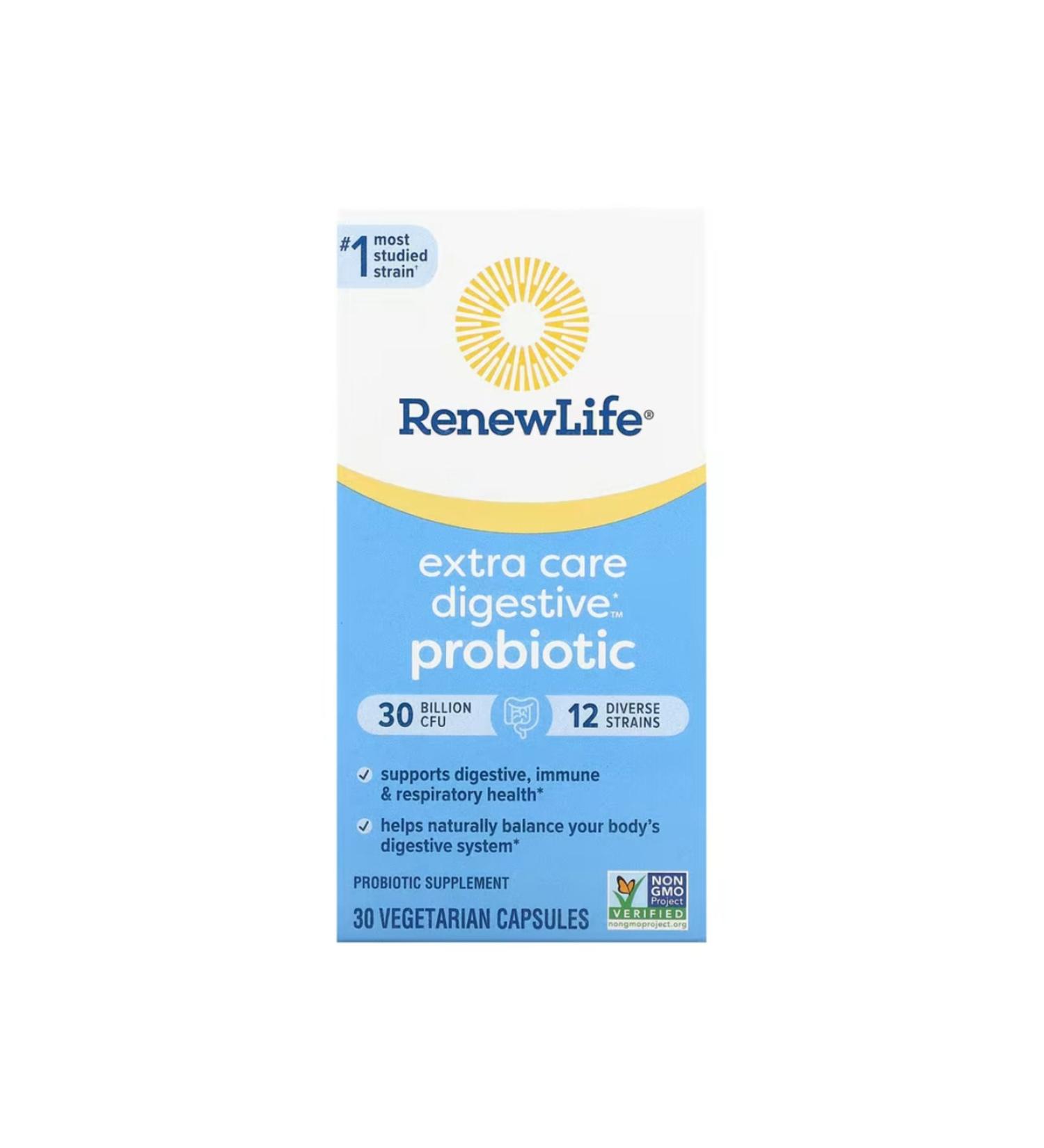 Renew Life Extra Care Digestive Probiotic 30 Billion Cfu 30 Vegetarian Capsules