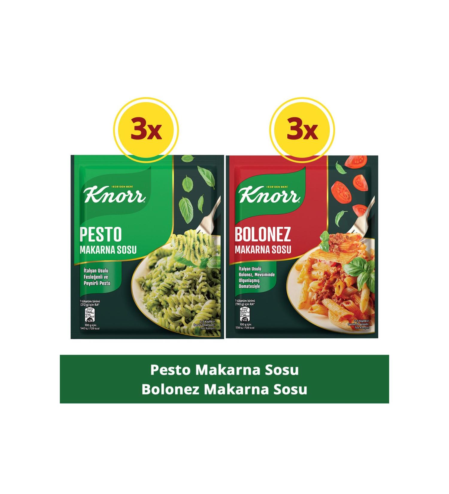 Knorr Pesto Pasta Sauce 50g x3 + Bolognese Pasta Sauce 45g x3 - Buy Online on GoSupps.com