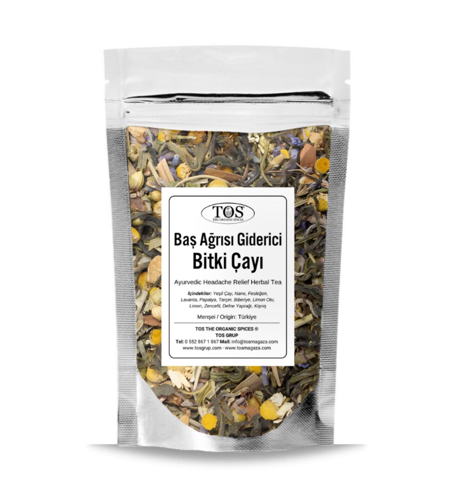TOS The Organic Spices Ayurvedic Headache Relief Herbal Tea 250 gr (1st Quality) Ayurvedic Headache Relief Herbal Tea