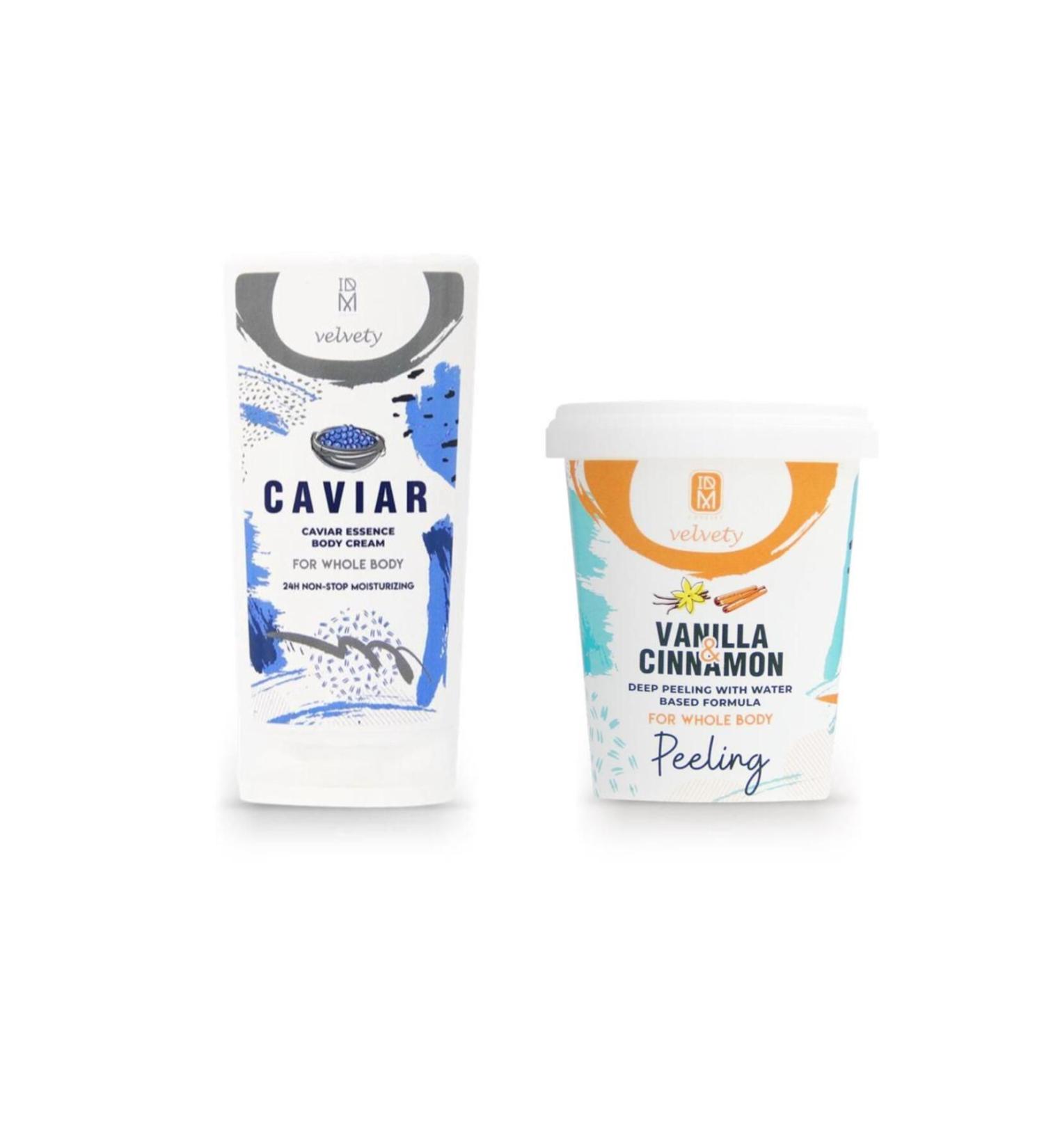 IDM CONCEPT VELVETY Cav ar Body Cream 250 Ml and Vanilla&Cinamon Body Peeling 400 Ml