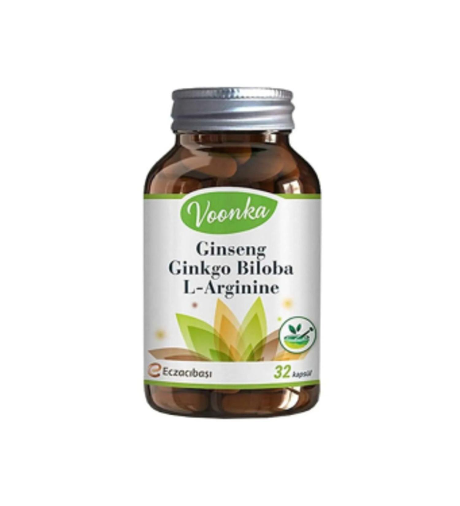 NOVAFACE STD Voonka Ginseng Ginkgo Biloba L Arginine 32 Capsules Food Supplement (SINGLE)