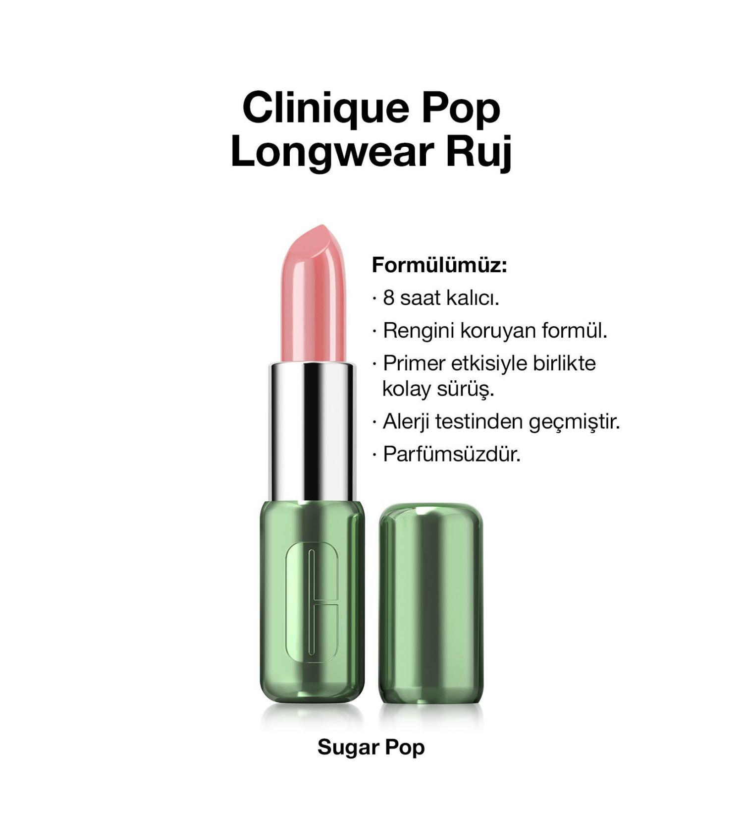 Clinique Pop Longwear Lipstick - Color: Sugar Pop - Shiny Finish - Buy Online on GoSupps.com