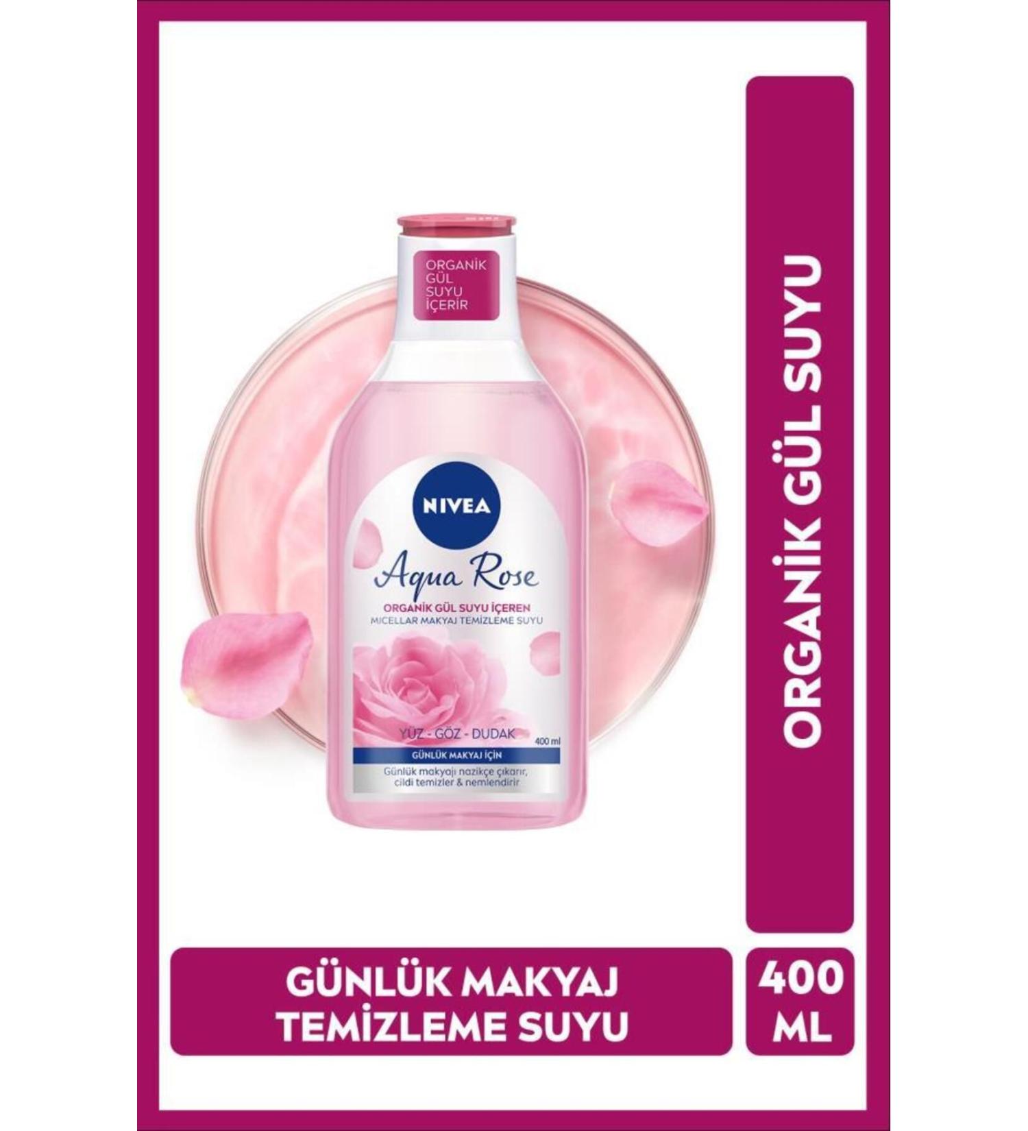 NIVEA Aqua Rose Micellar Make-Up Remover Water with Organic Rose Water 400ml Daily Make-up Moisturizer - Buy Online on GoSupps.com