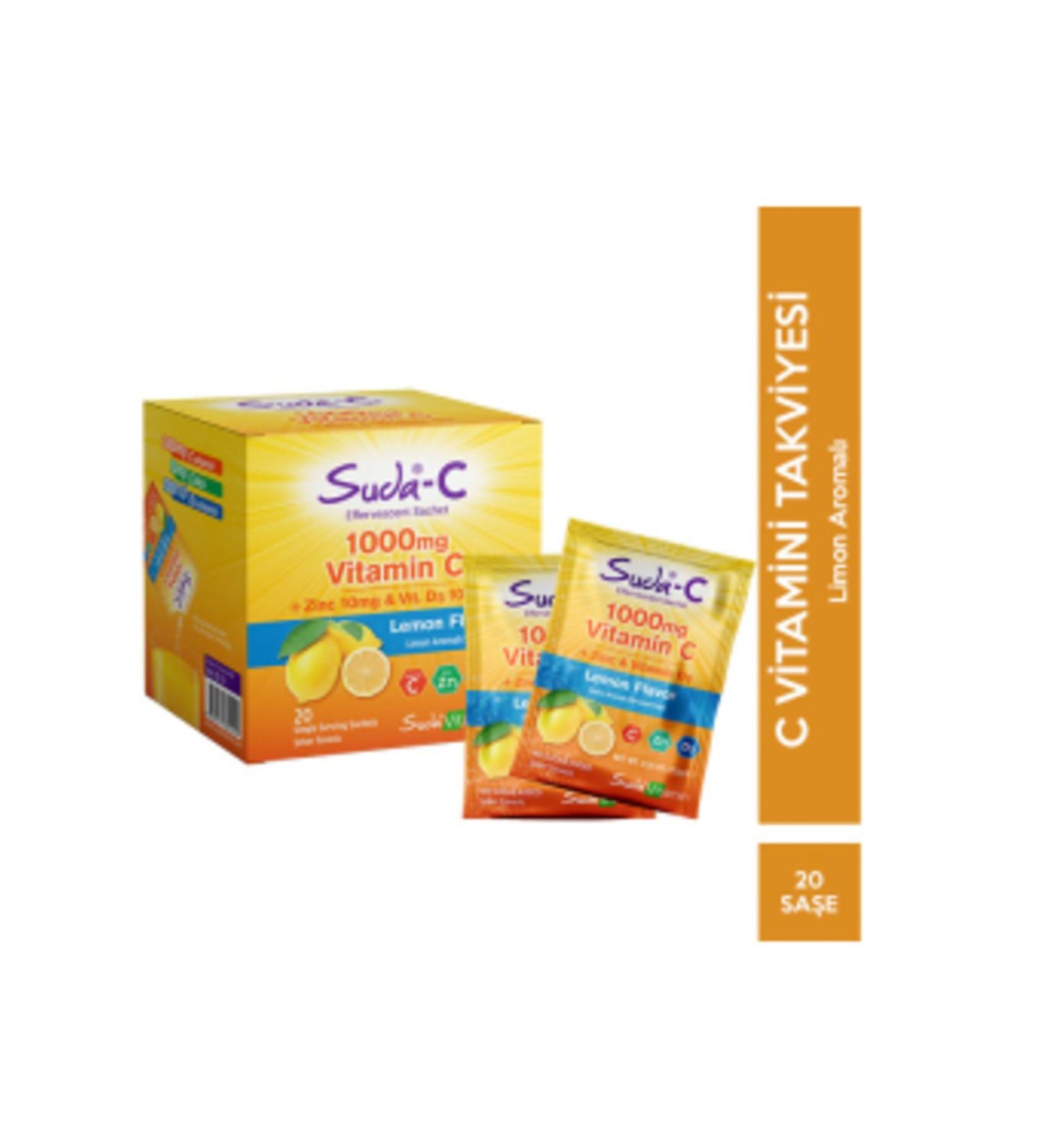 NOVAFACE STD Water Vitamin C 1000 mg Zinc D3 20 Sachets Lemon Flavored (SINGLE)