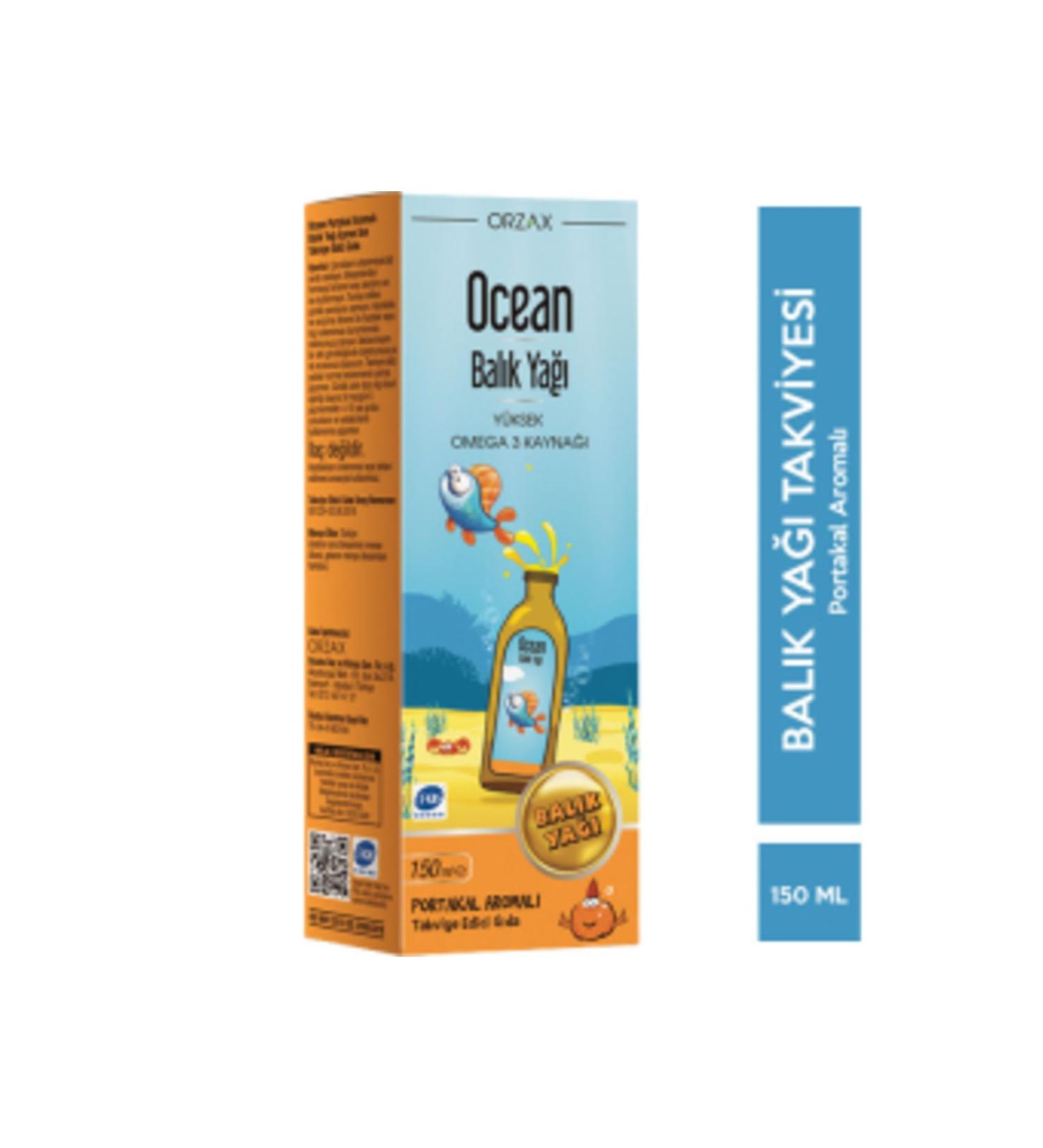 Orzax Ocean Omega 3 Fish Oil Syrup 150 ml Orange Flavored