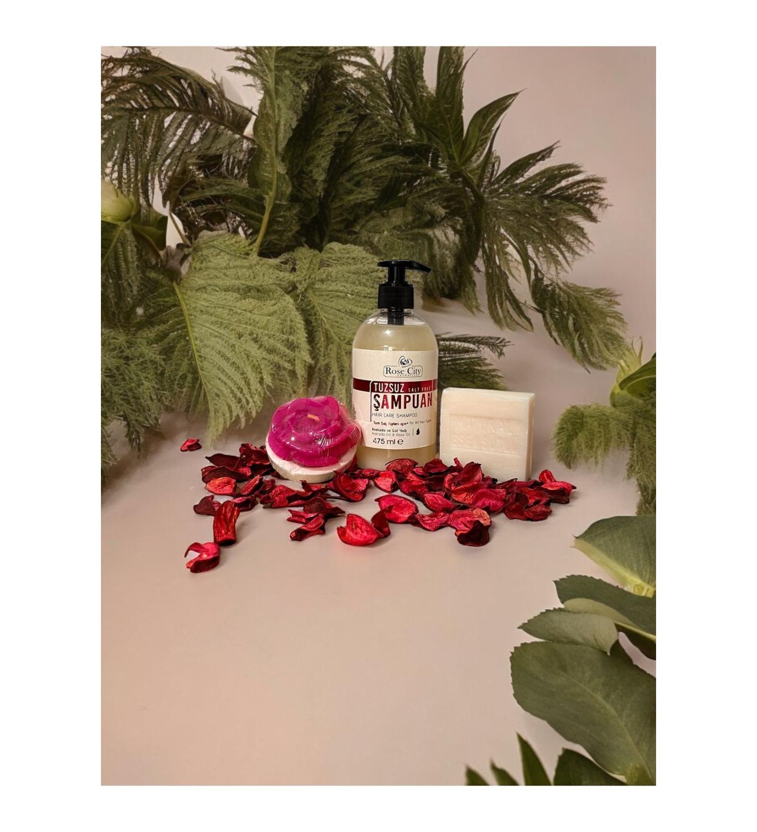 bybams Salt-Free Shampoo-Natural Donkey Milk Soap-Lavender Motif Decorative Candle