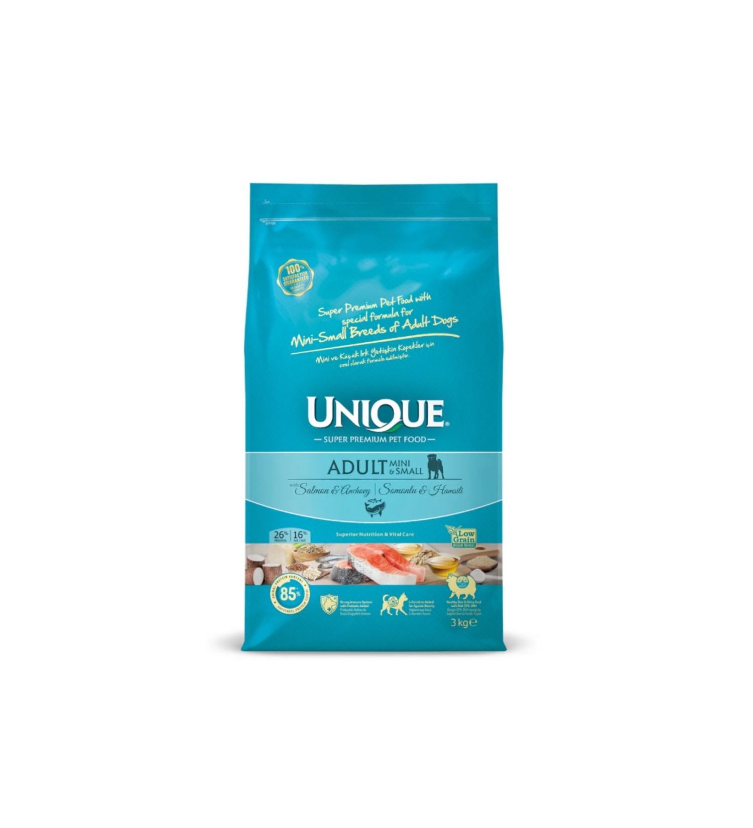Unique Adult Small Breed Salmon Anchovy Dog Food 3 Kg