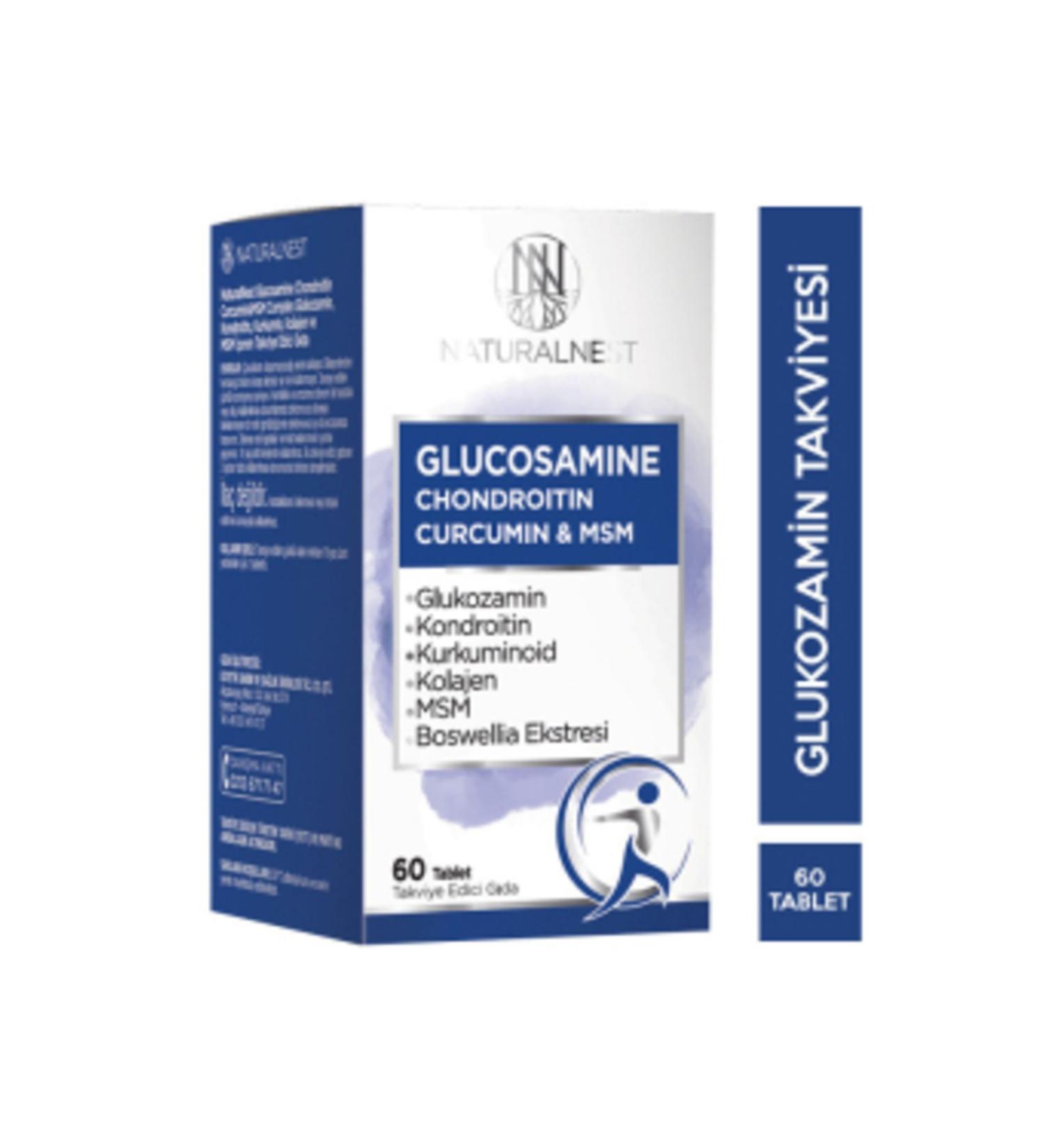 Natural Nest STD Naturalnest Glucosamine Chondroitin Curcumin MSM 60 Tablets Glucosamine Supplement (SINGLE)